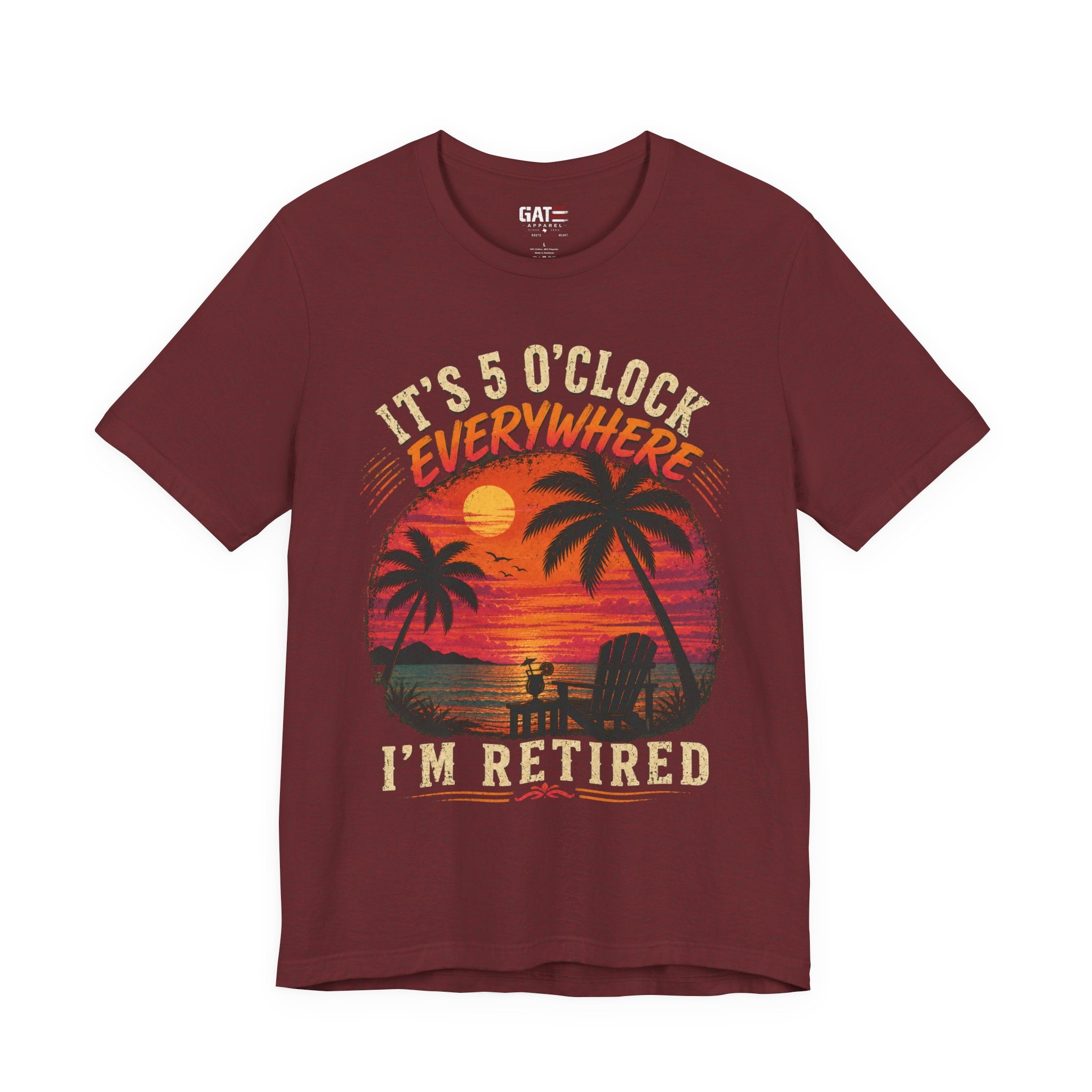 Retired Paradise T-Shirt - "It's 5 O'Clock Everywhere" Sunset Beach Tee