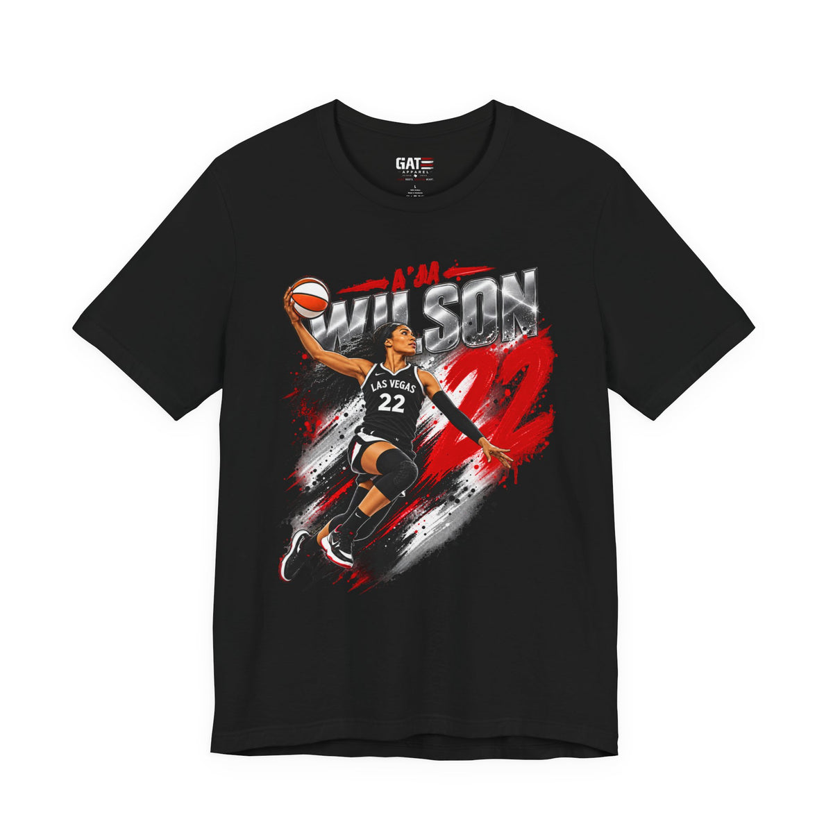 A'ja Wilson #22 Las Vegas Aces Shirt – WNBA Basketball Tee front graphic