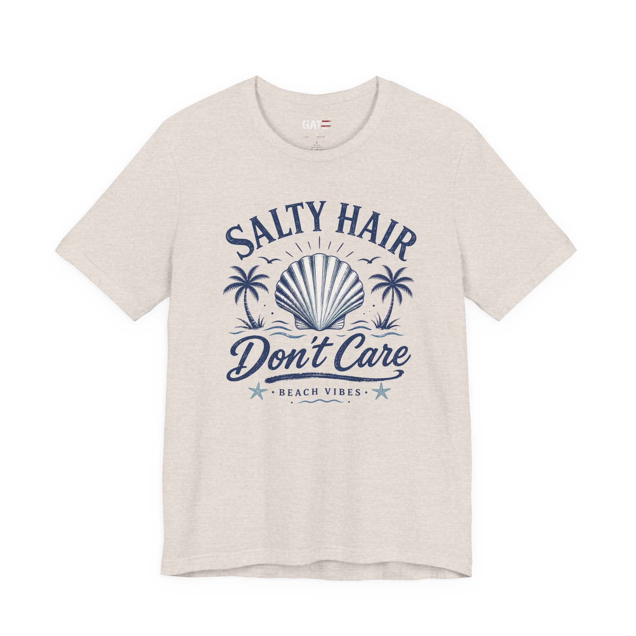 Salty Hair Don't Care T‑Shirt — Beach Vibes Shell Graphic Tee