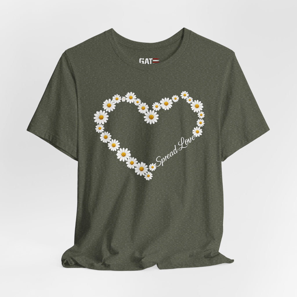 Daisy Heart Tee — "Spread Love" Floral Graphic T-Shirt