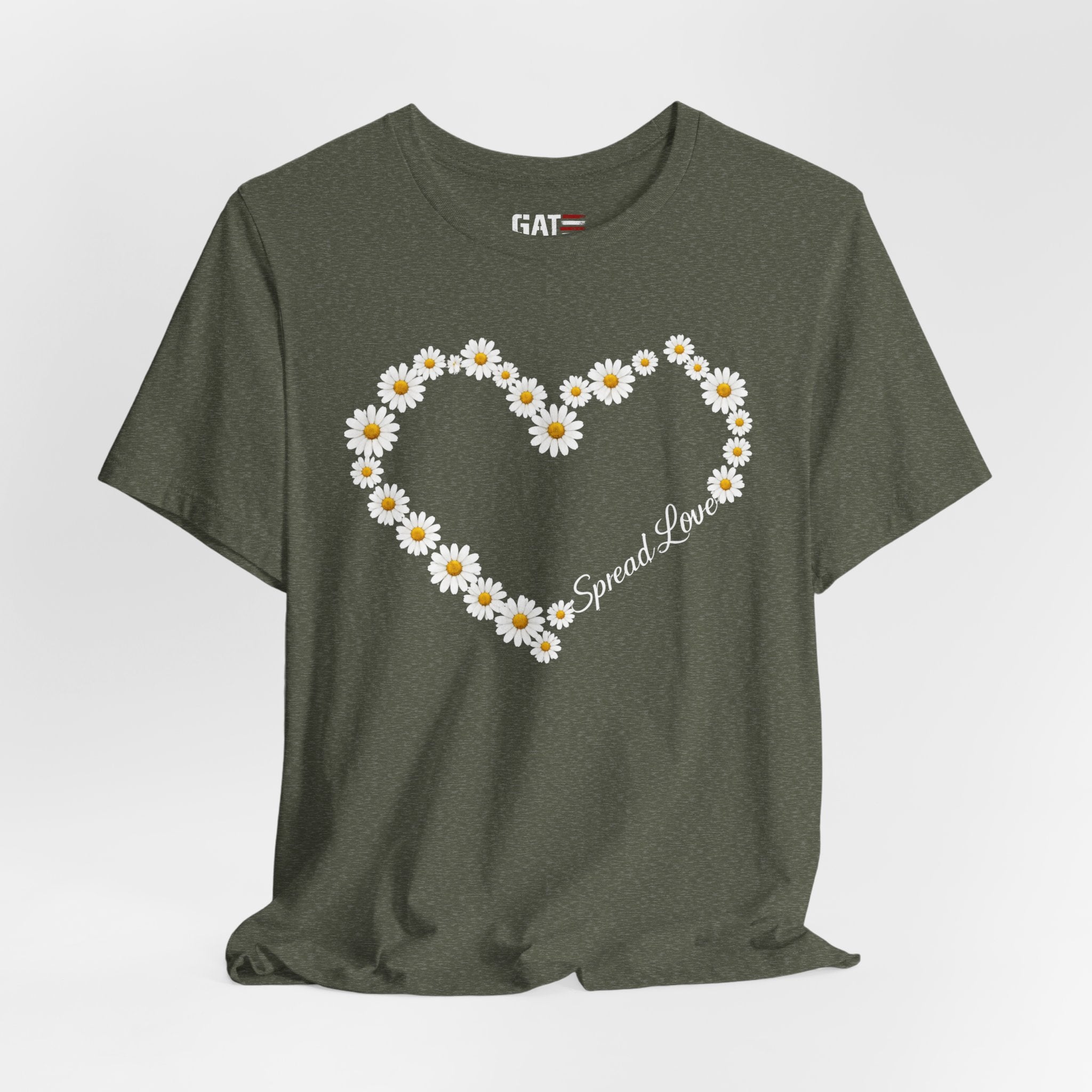 Daisy Heart Tee — "Spread Love" Floral Graphic T-Shirt