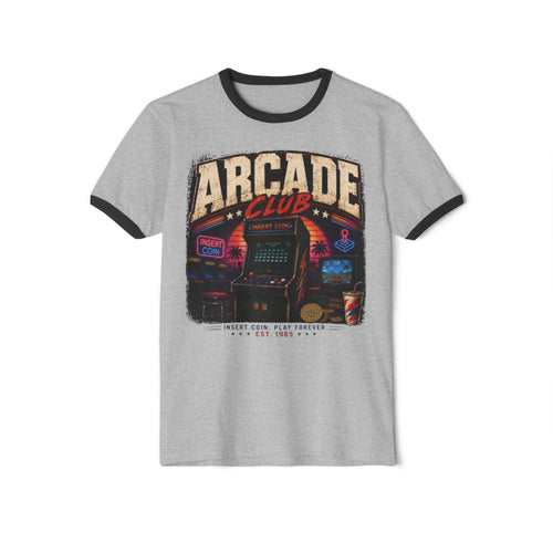 Arcade Club Retro Ringer Tee — Vintage Gaming Graphic T-Shirt