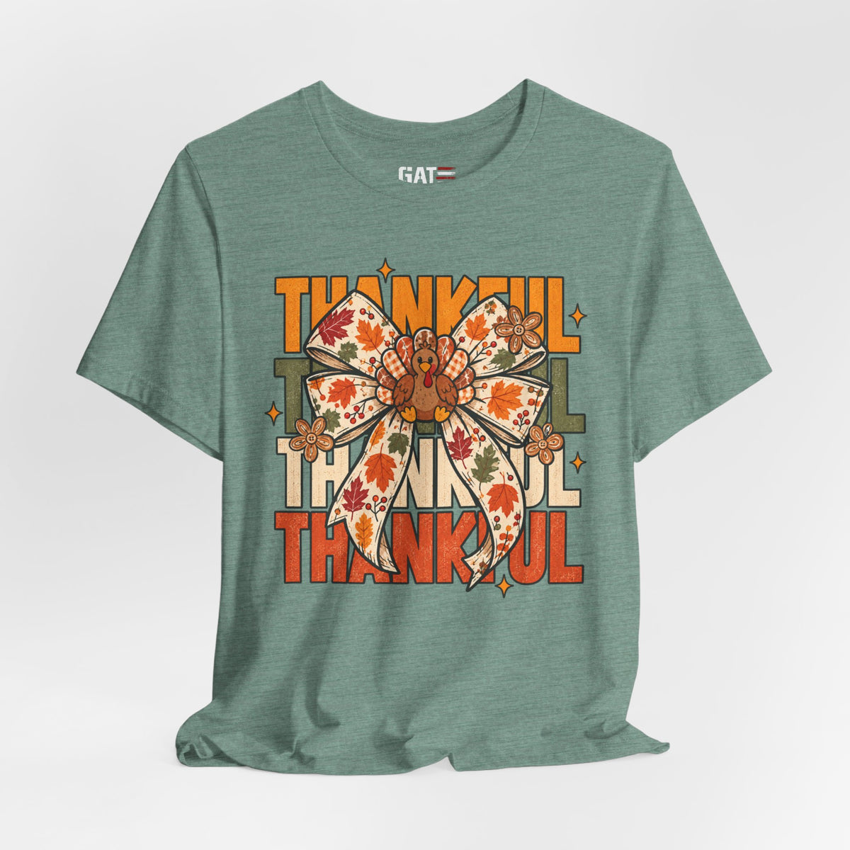 Thankful Bow Tee — Retro Fall Thanksgiving Graphic T-Shirt