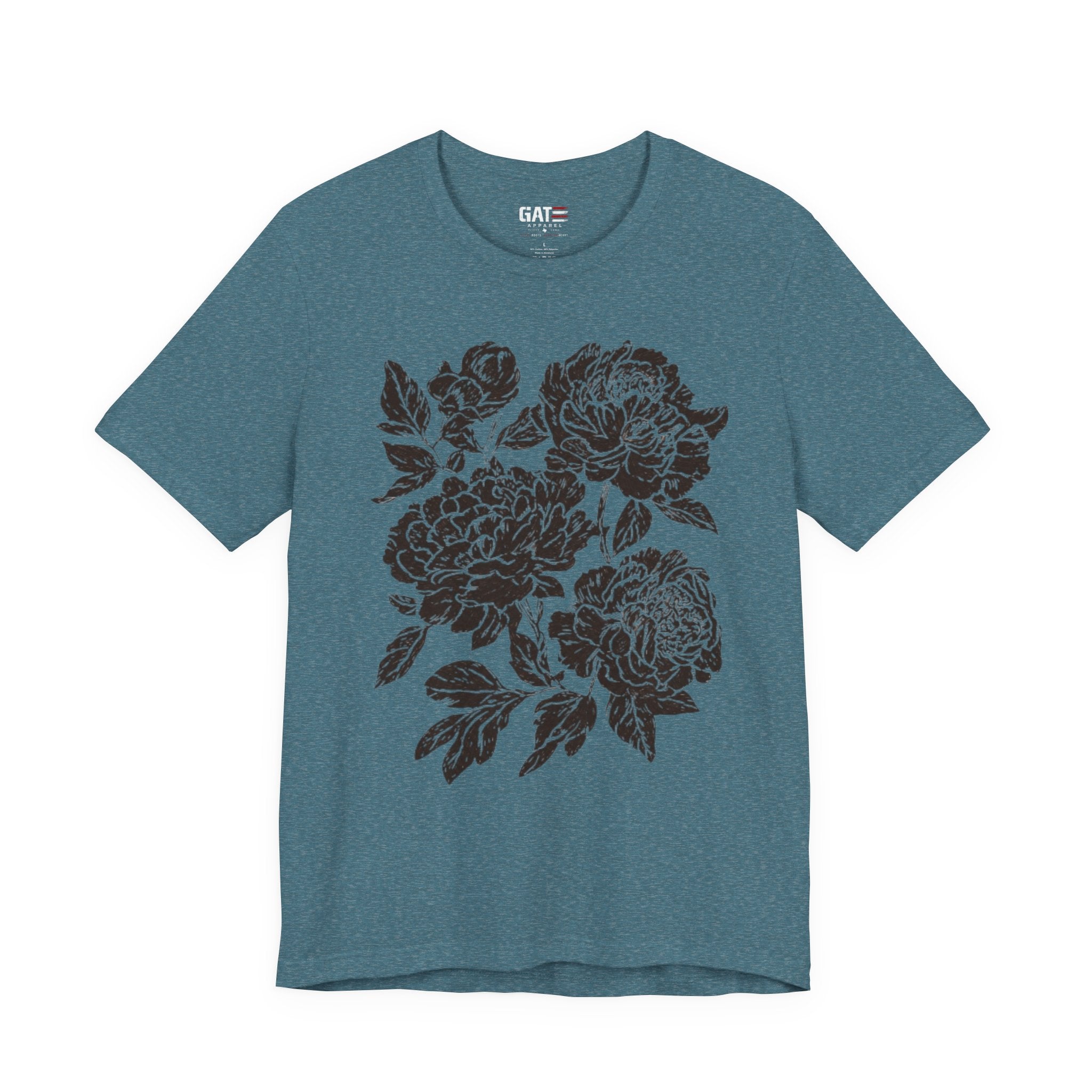 Floral Peony Tee — Vintage Black Rose Bouquet Graphic T-Shirt