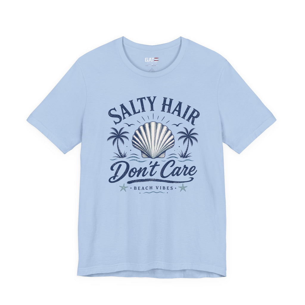 Salty Hair Don't Care T‑Shirt — Beach Vibes Shell Graphic Tee