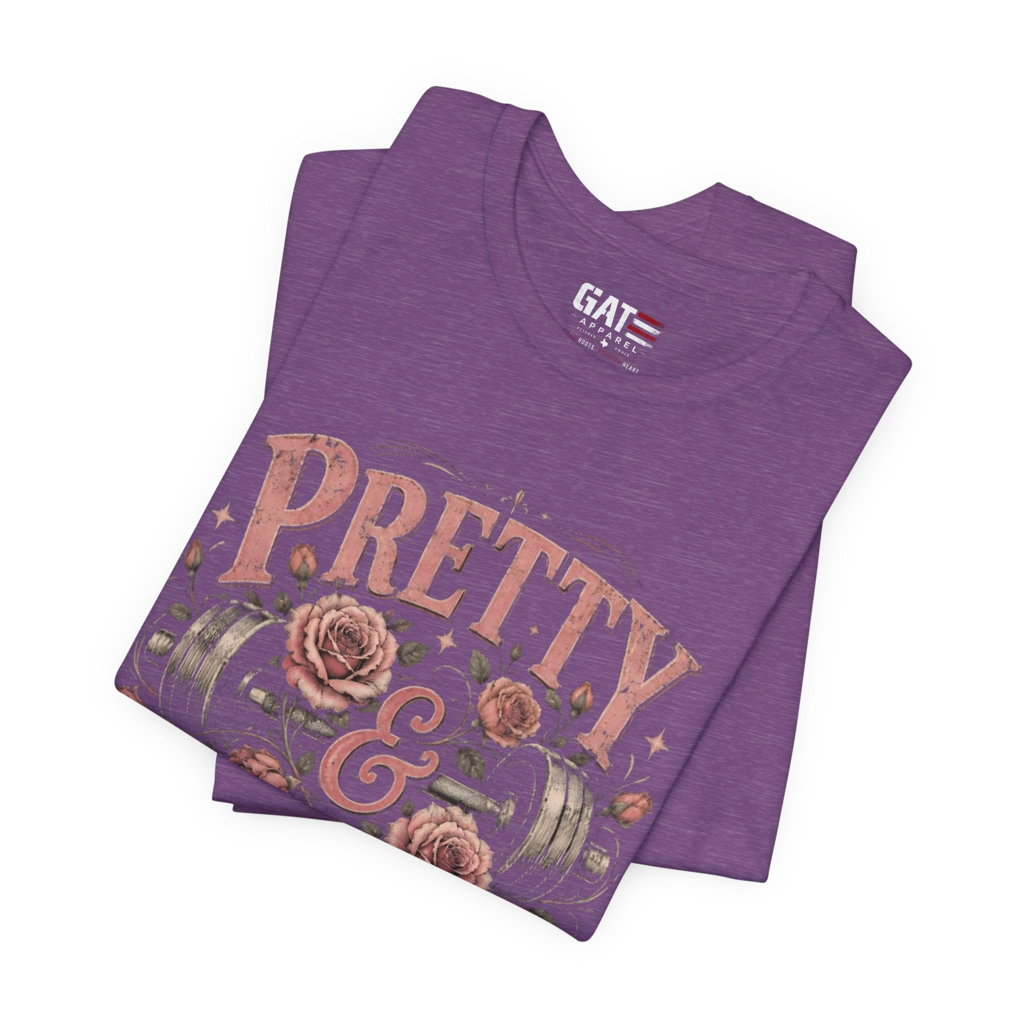 Pretty and Powerful Shirt, Women's Gym Shirt, Weightlifting Tee, Cute Fitness Shirt, Workout Gift for Strong Women