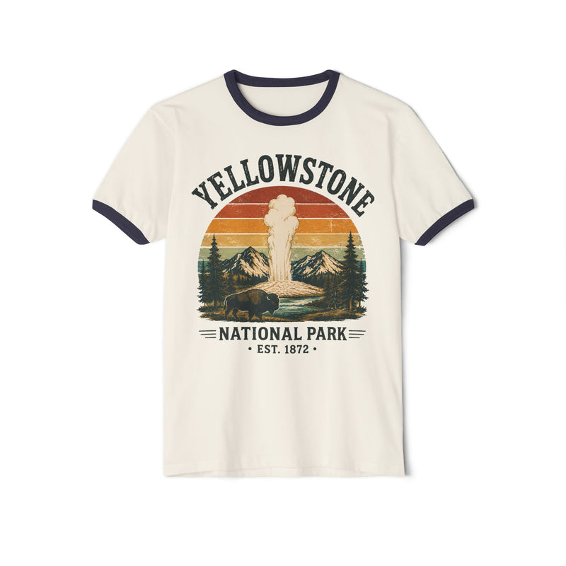 Yellowstone National Park Ringer Shirt | Retro Geyser Tee