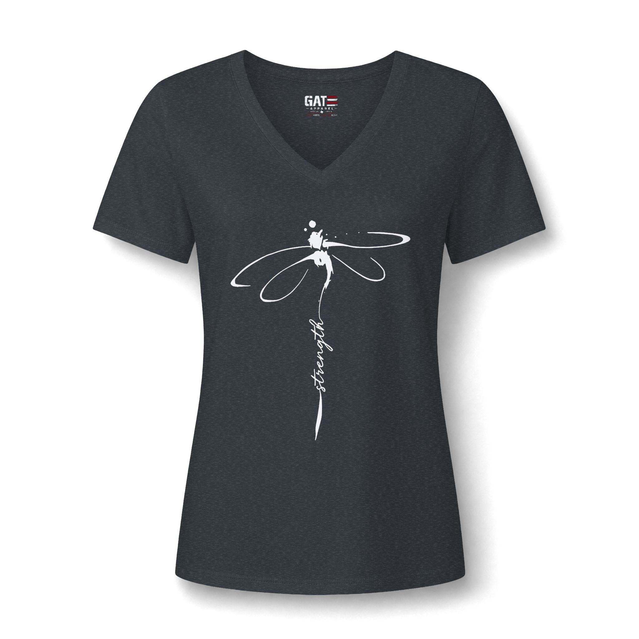 Women's Dragonfly Yoga V-Neck Tee — Serene Floral Meditation Top
