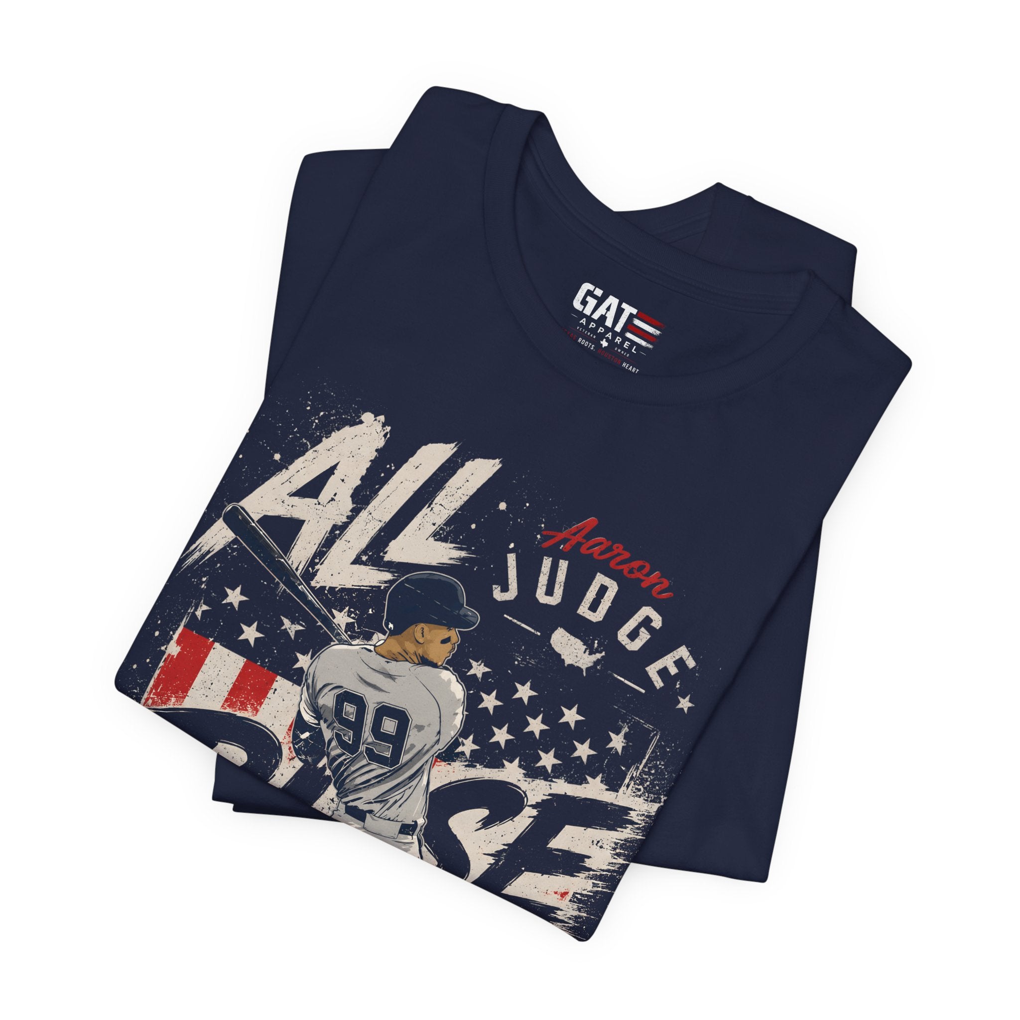 Aaron Judge All Rise Shirt, New York Baseball Patriotic Graphic Tee, Vintage USA Flag Baseball Fan Gift