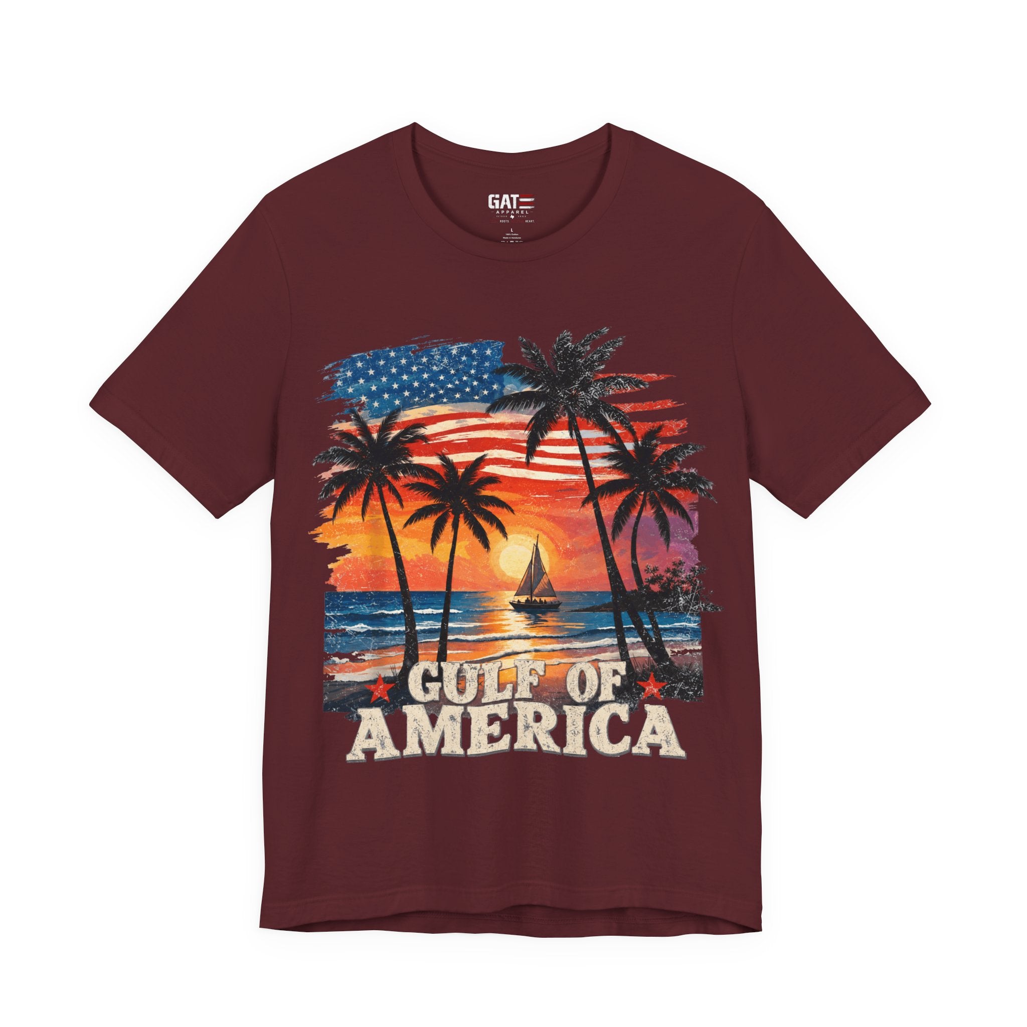 Gulf of America Sunset T-Shirt — Patriotic Palm Beach Tee