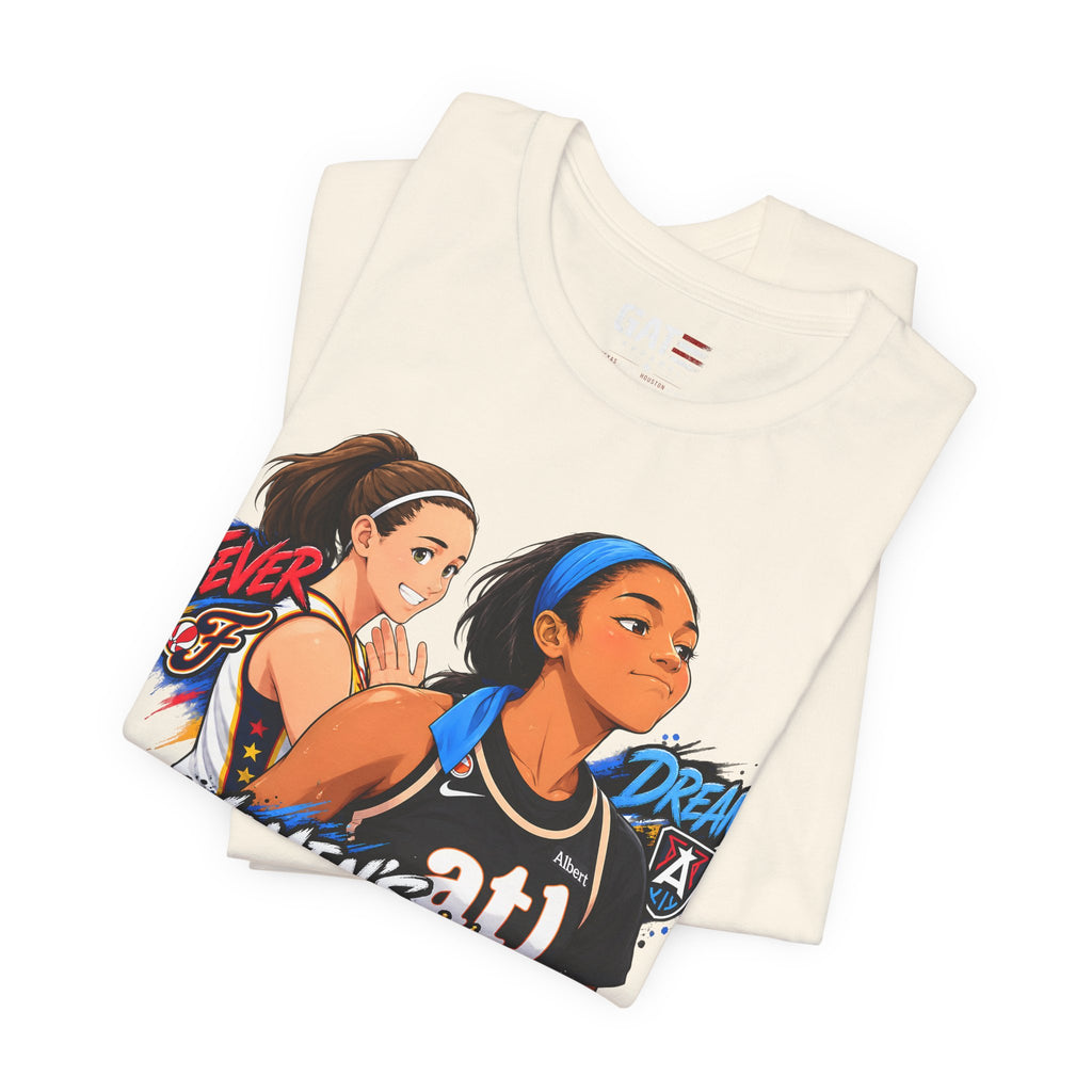 Caitlin Clark Angel Reese Shirt WNBA Basketball Rivalry Fever Sky Graphic Tee