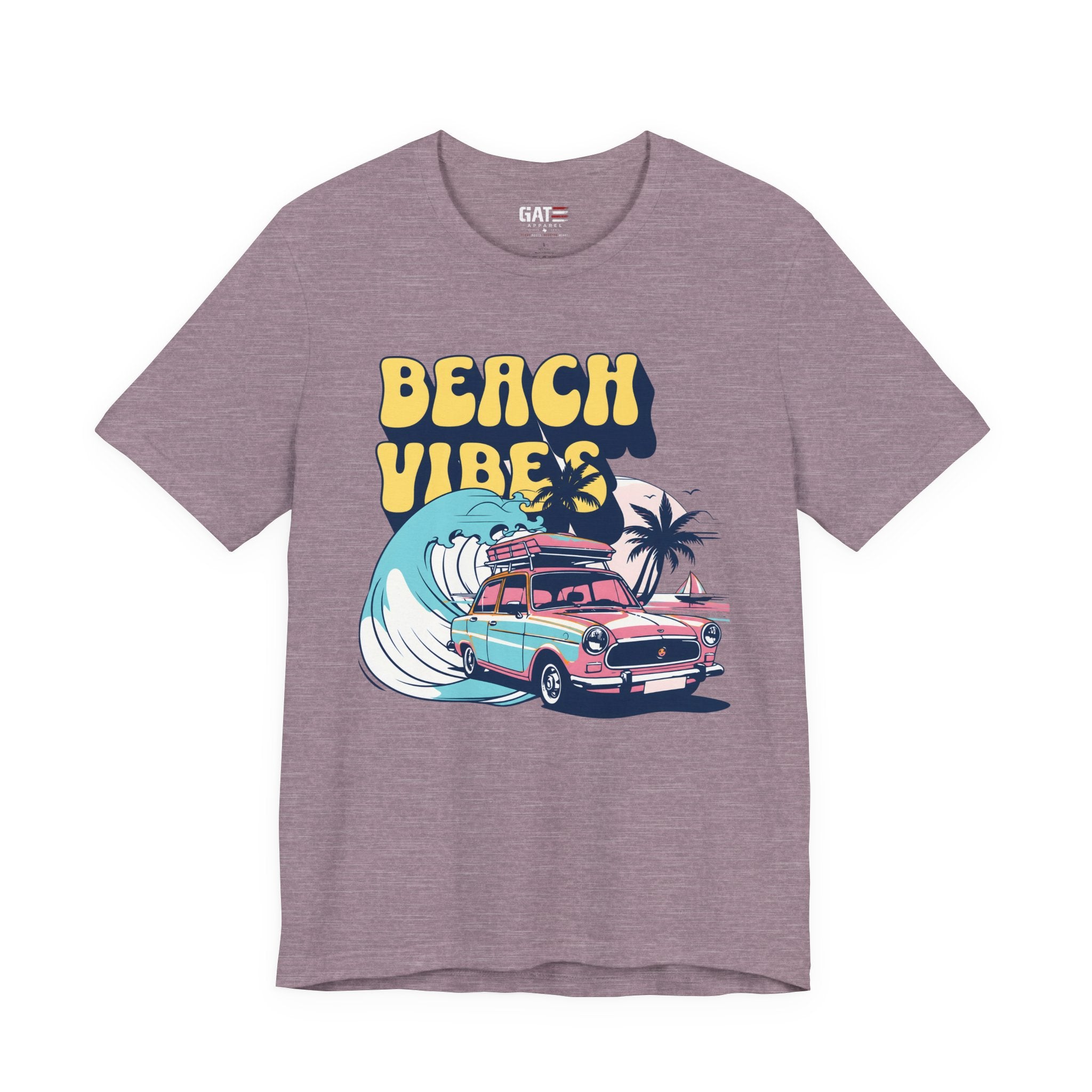 Beach Vibes Shirt, Retro Beach Tee, Vintage Summer Shirt, Coastal Vacation T Shirt, Surf Car Graphic Tee, Groovy Beach Lover Gift