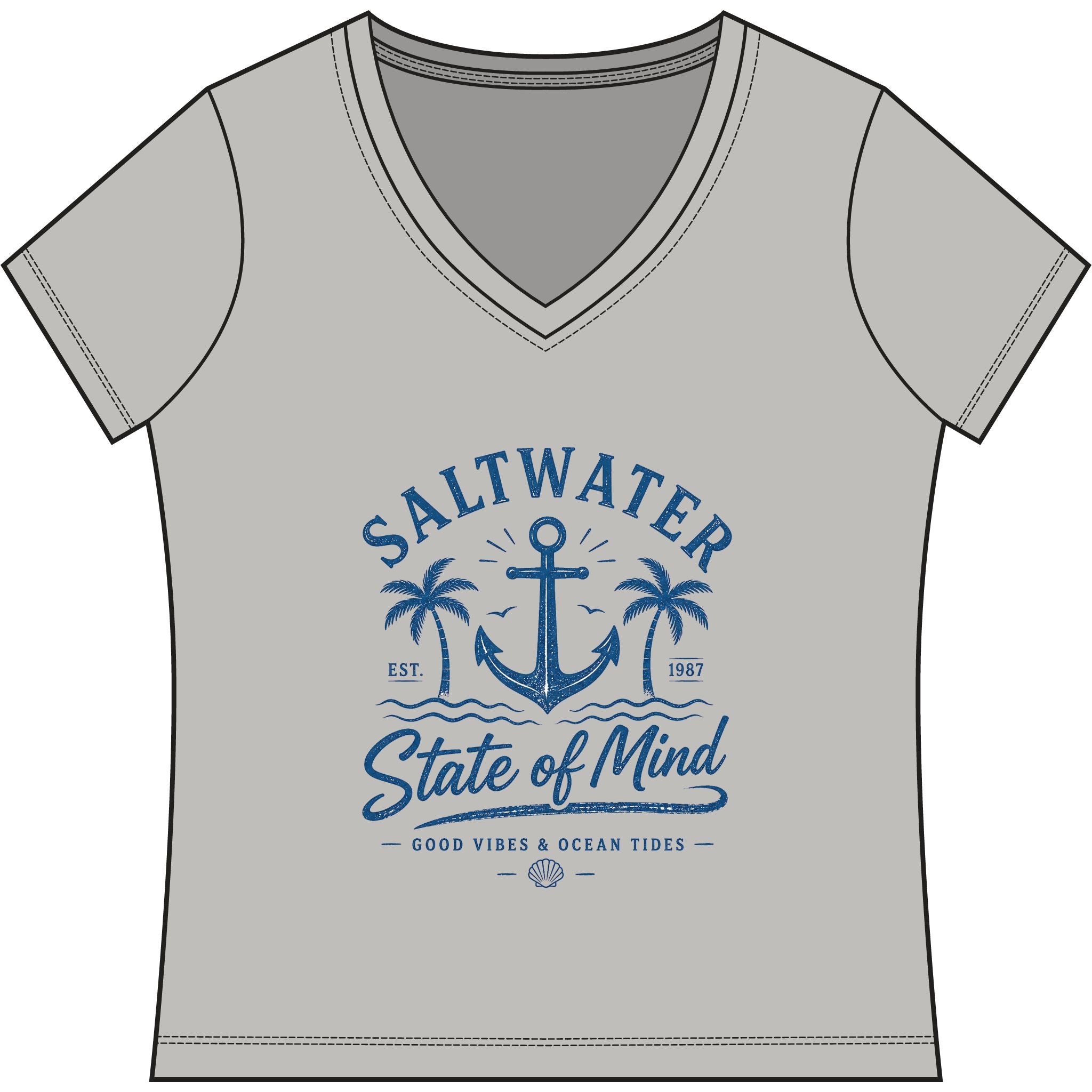 Saltwater State of Mind V-Neck Tee