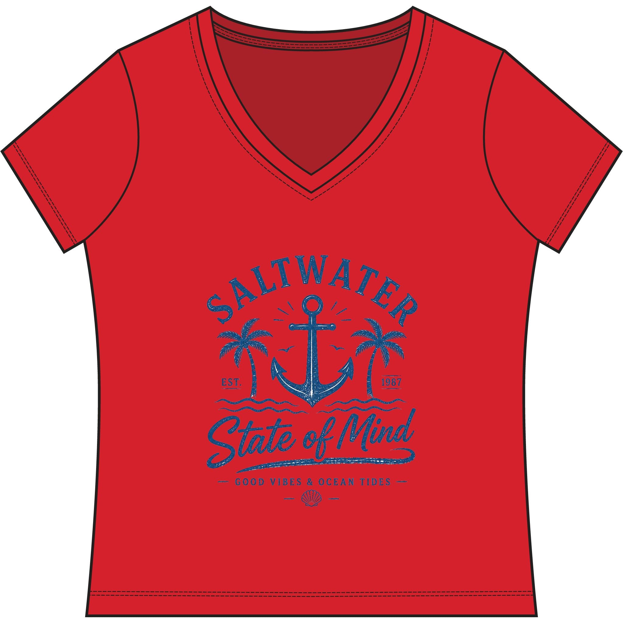 Saltwater State of Mind V-Neck Tee