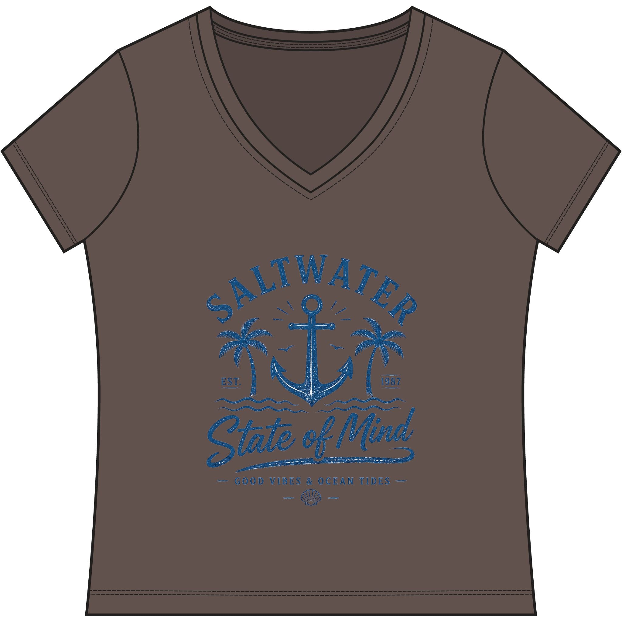 Saltwater State of Mind V-Neck Tee