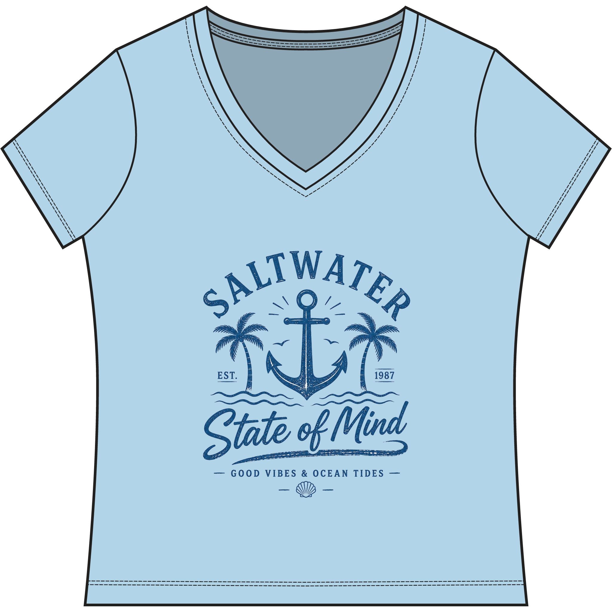 Saltwater State of Mind V-Neck Tee