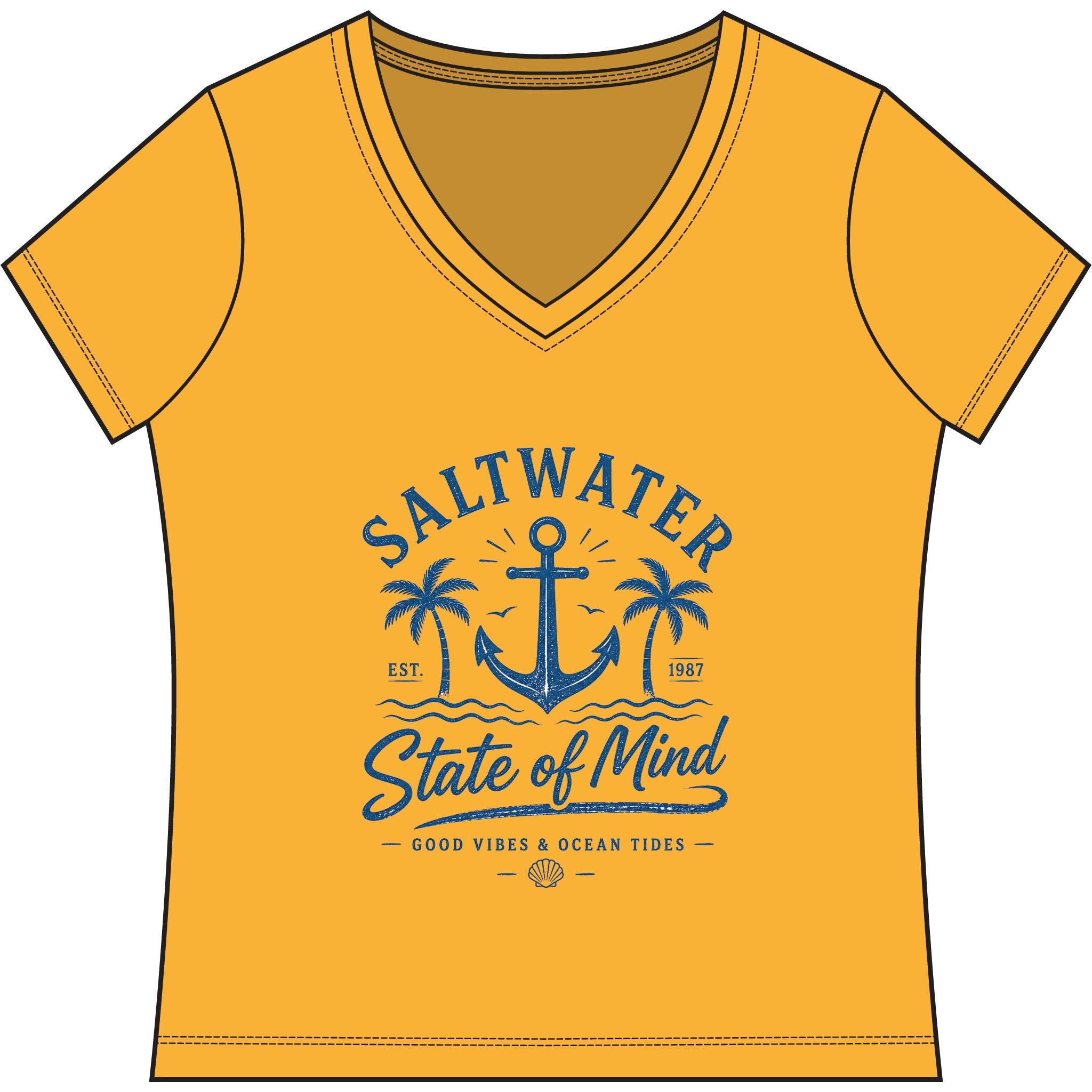 Saltwater State of Mind V-Neck Tee