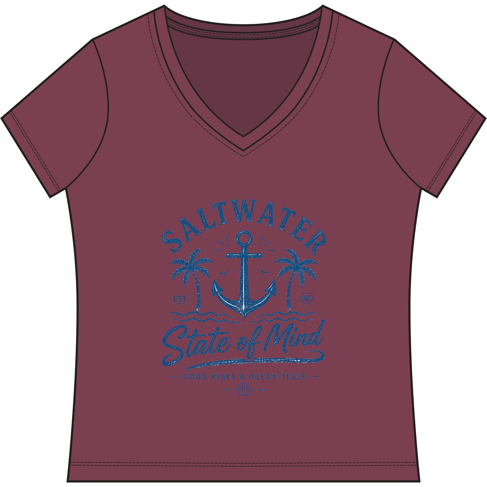 Saltwater State of Mind V-Neck Tee