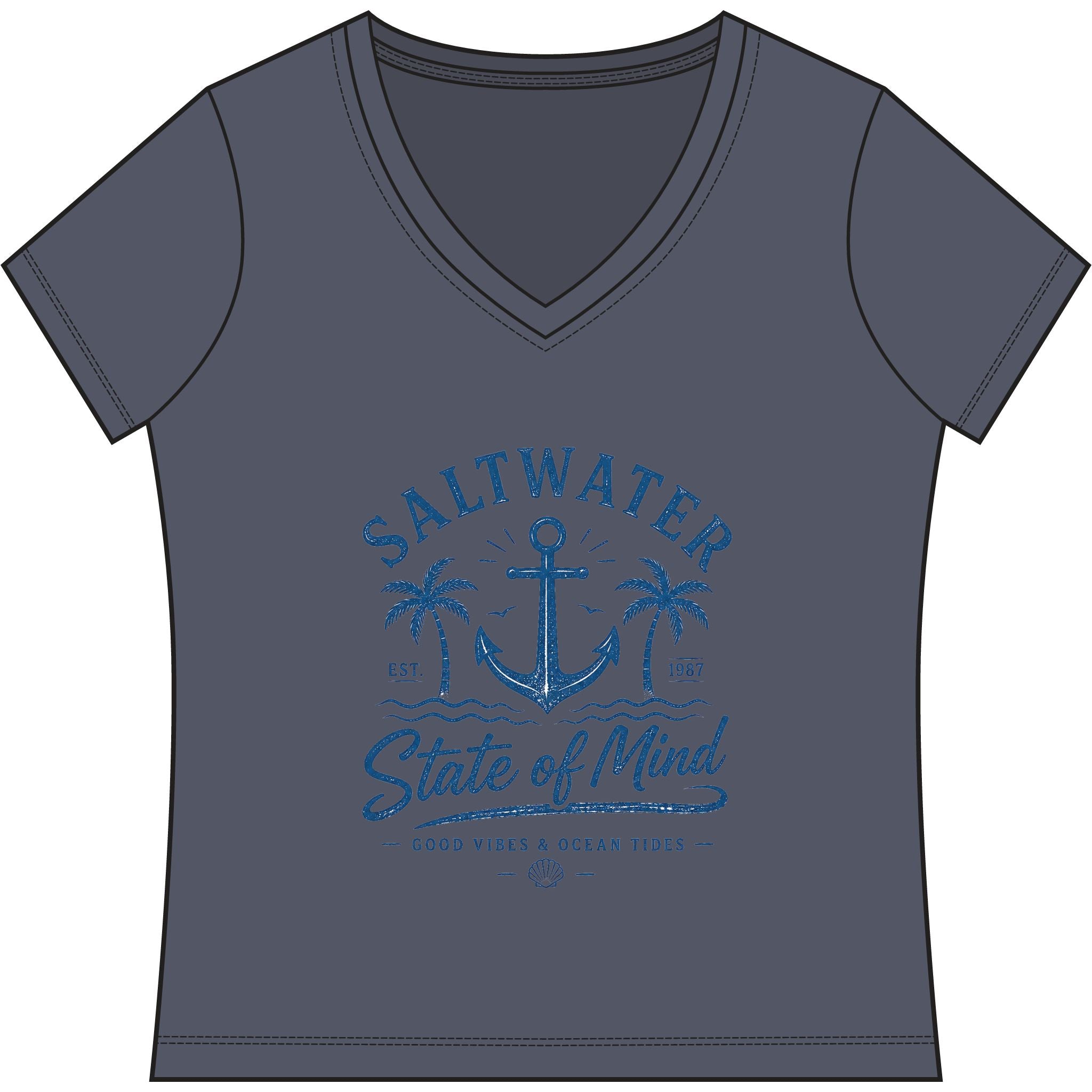 Saltwater State of Mind V-Neck Tee