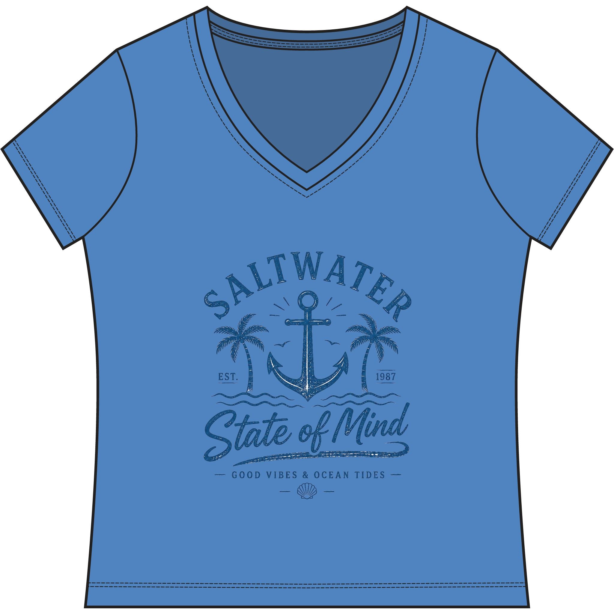 Saltwater State of Mind V-Neck Tee