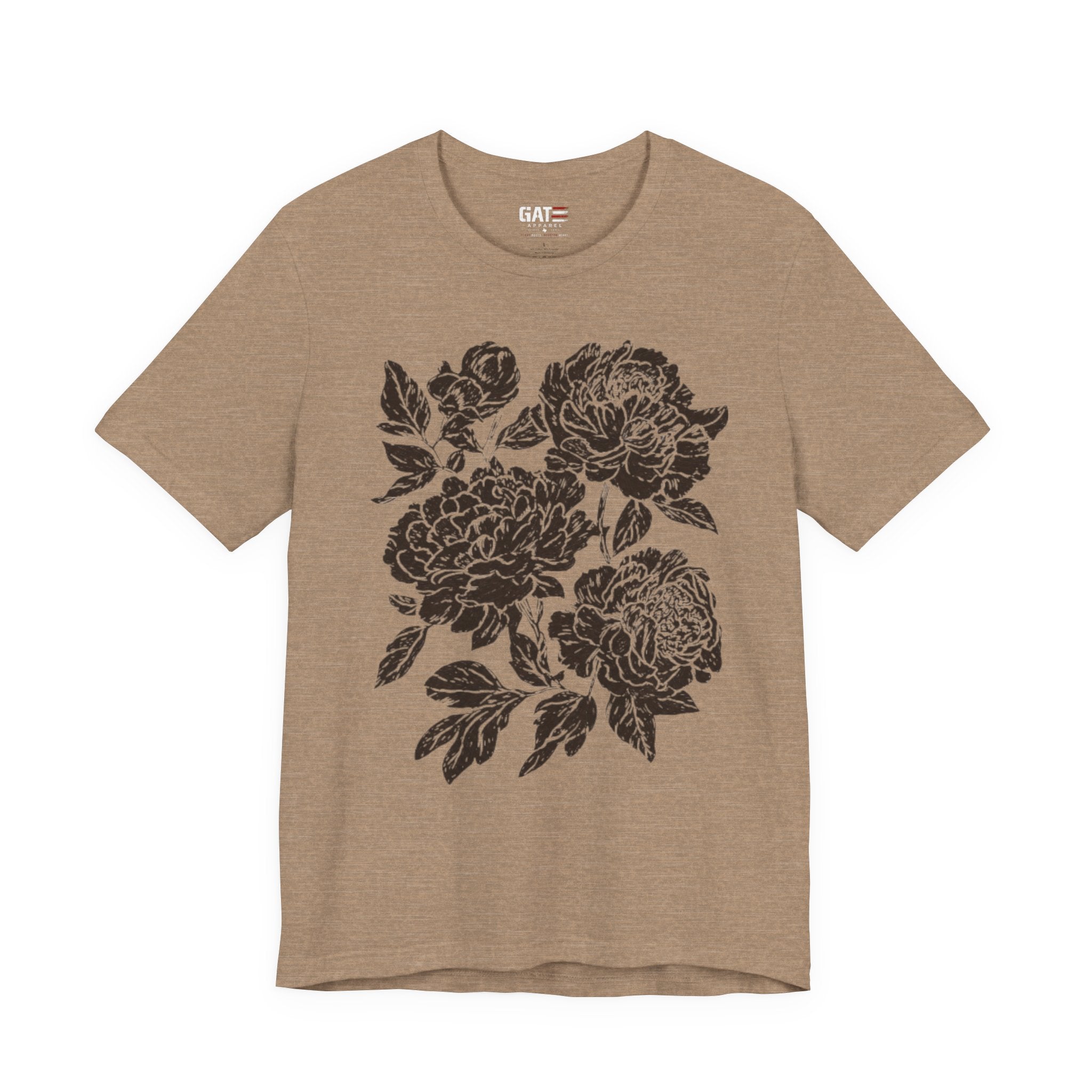 Floral Peony Tee — Vintage Black Rose Bouquet Graphic T-Shirt