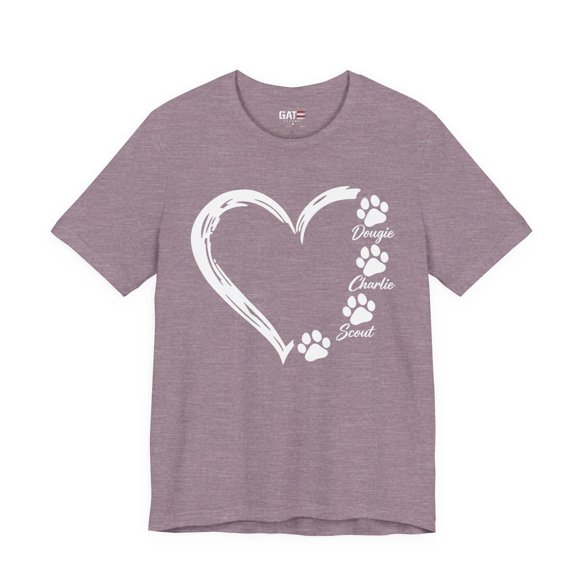 Personalized Pet Paw Heart Shirt | Custom Dog Names Tee