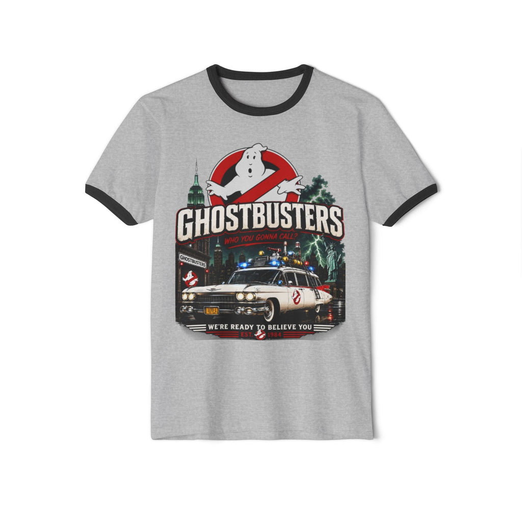 Ghostbusters Vintage Ringer T-Shirt — Ecto-1 Logo "We're Ready to Believe You"