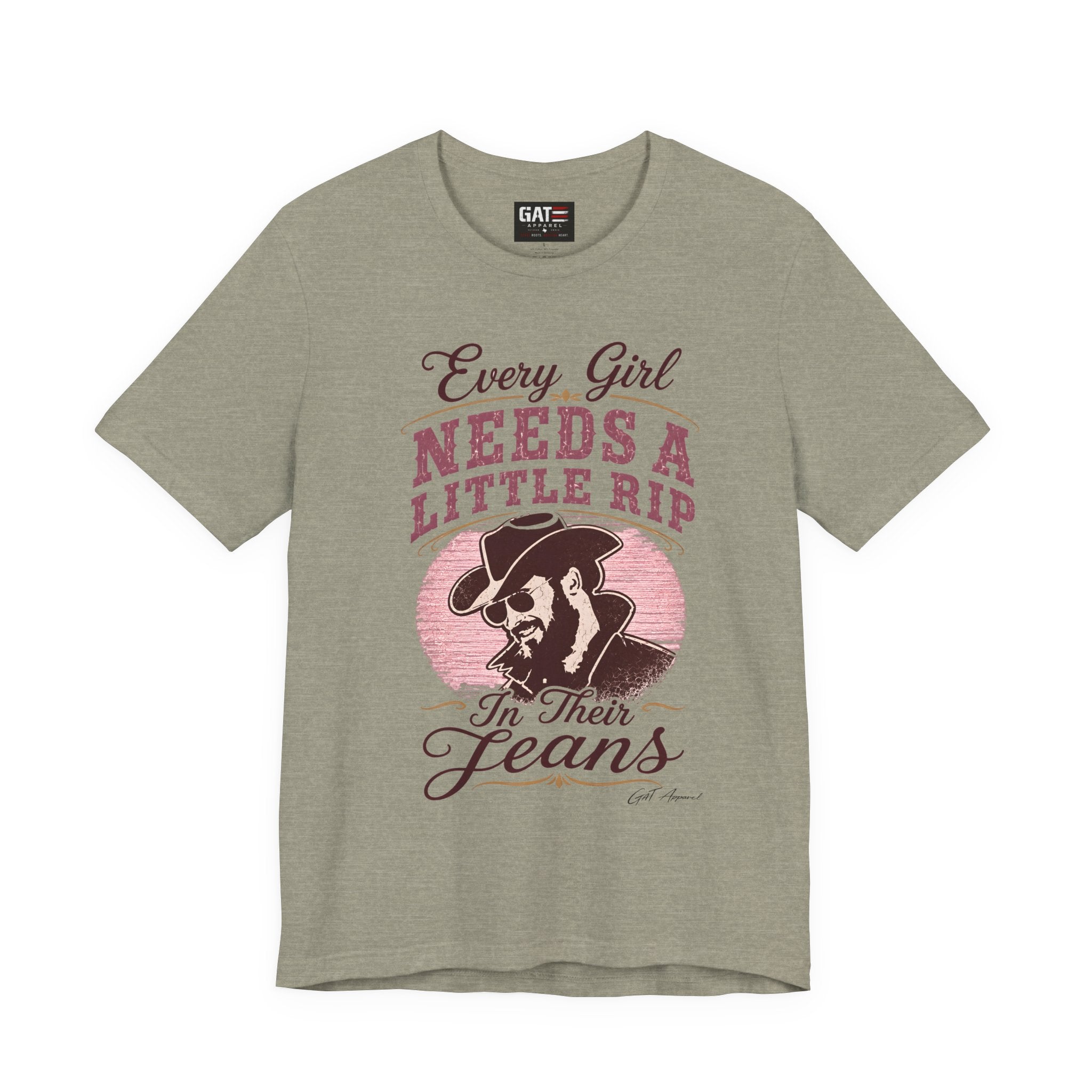 Every Girl Needs A Little Rip In Their Jeans Pink Text Shirt | Dutton Ranch| Yellowstone Inspire Shirt