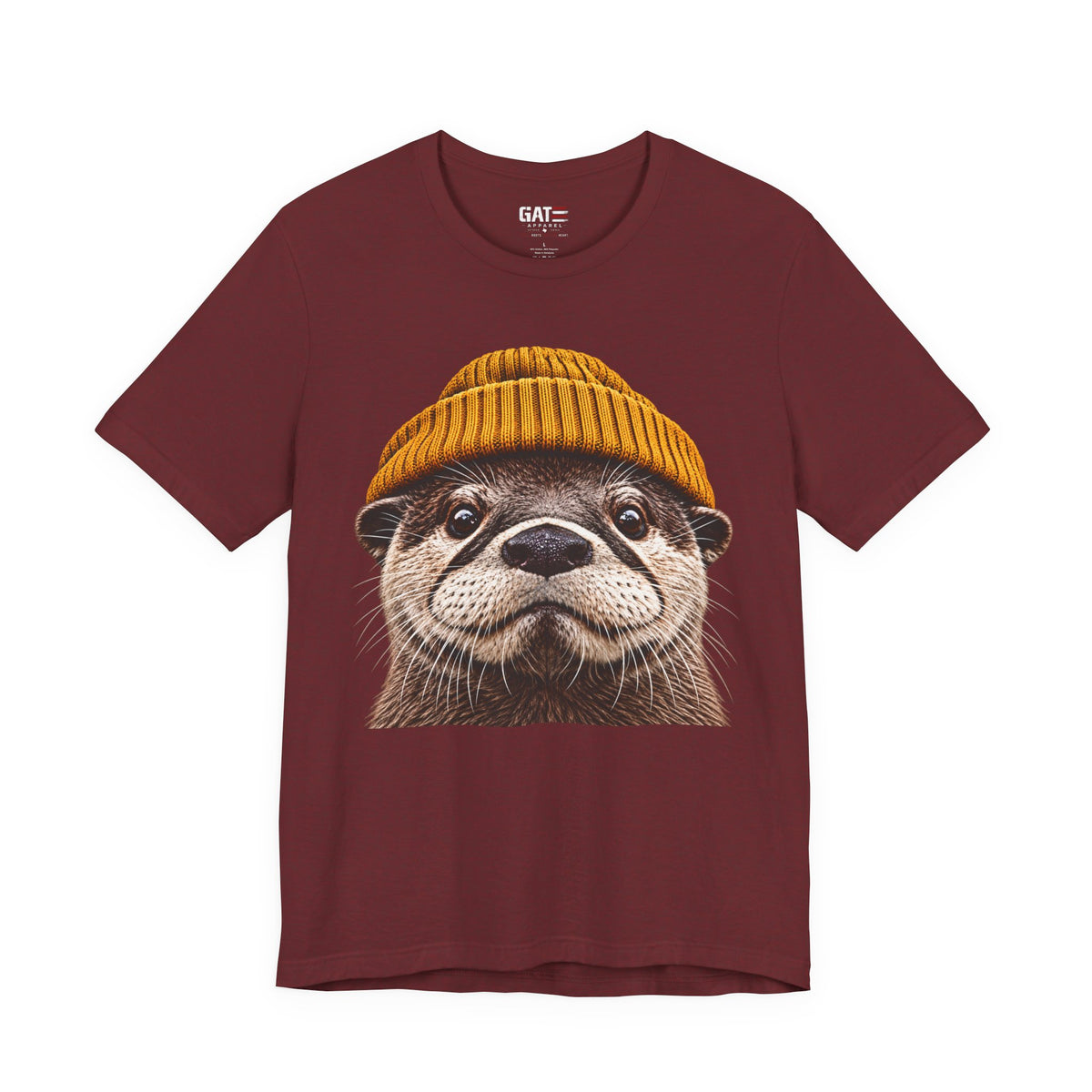 Cute Otter Wearing Beanie Wildlife Graphic T-Shirt - product image 2