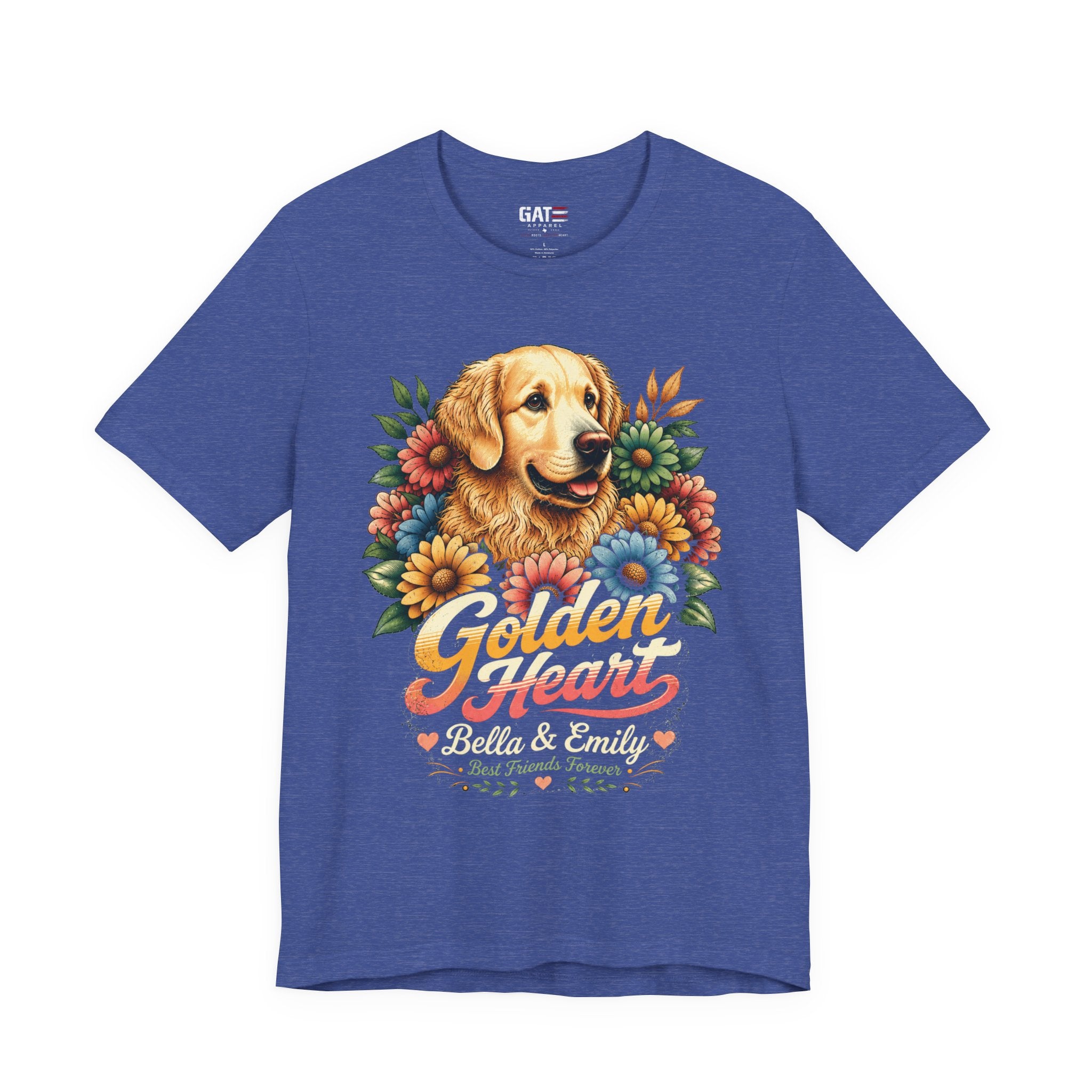 Golden Heart Golden Retriever T-Shirt — Personalized Pet Name Tee