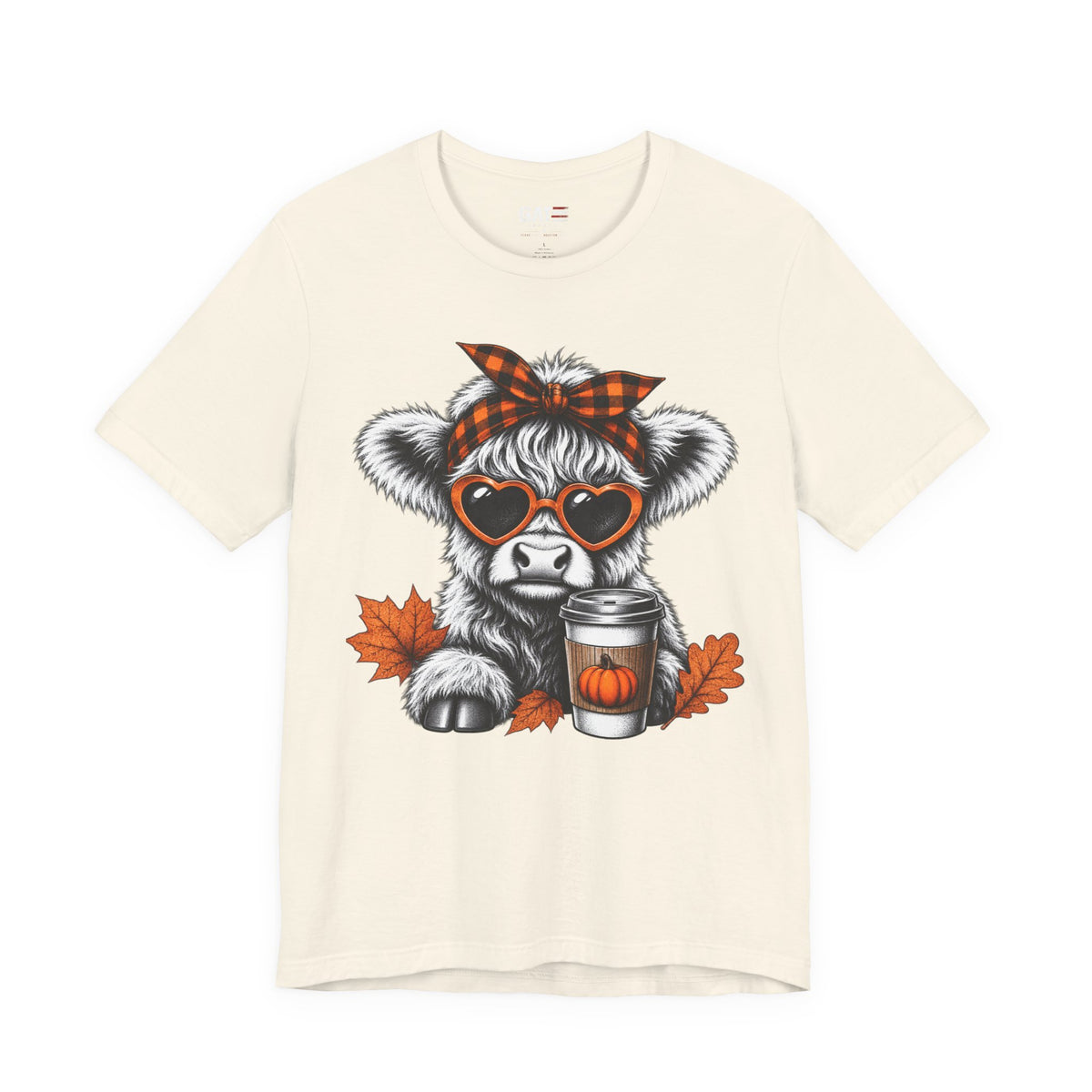 Cow fall coffee graphic tee mockup
