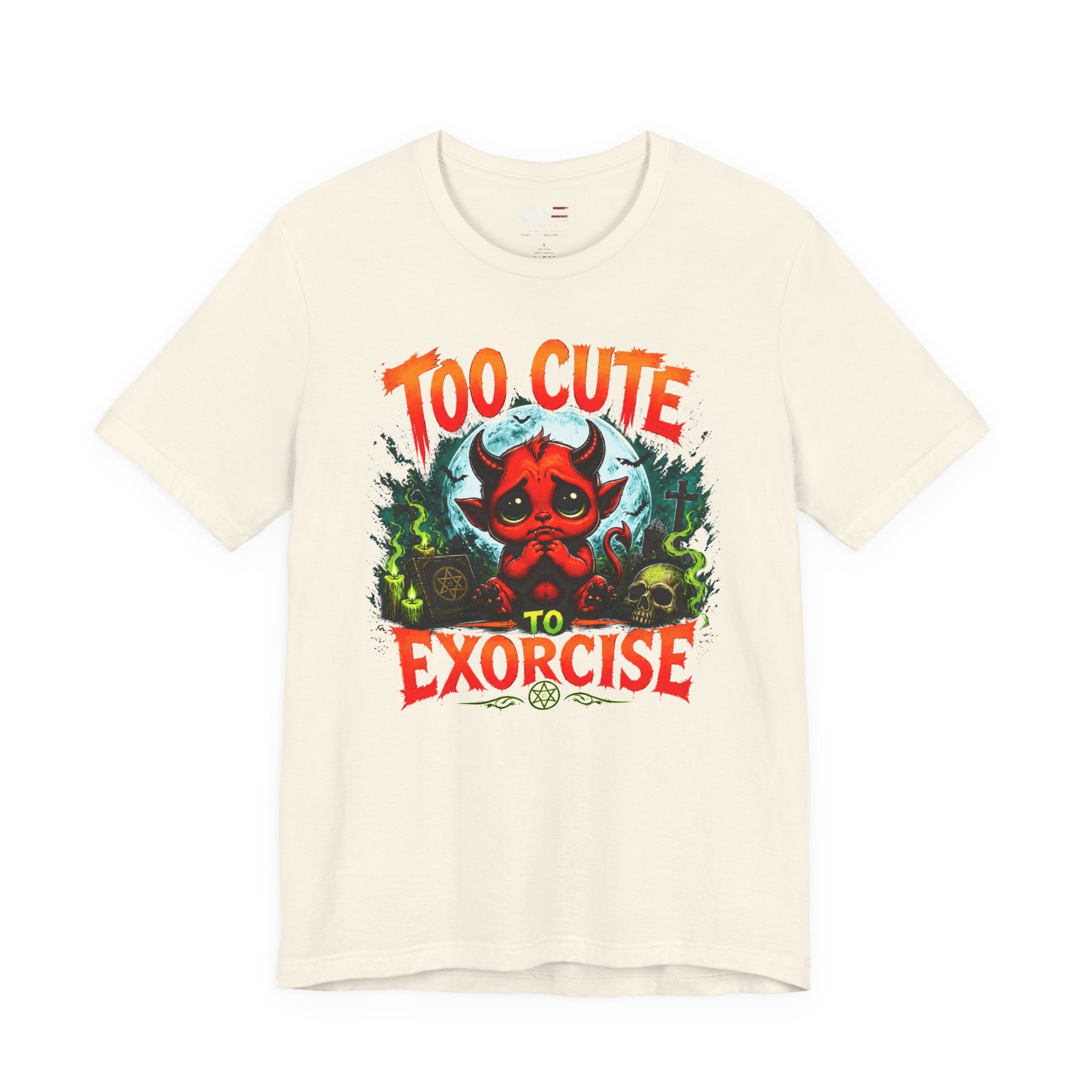 Too Cute to Exorcise T-Shirt — Cute Devil Graphic Tee (Halloween)