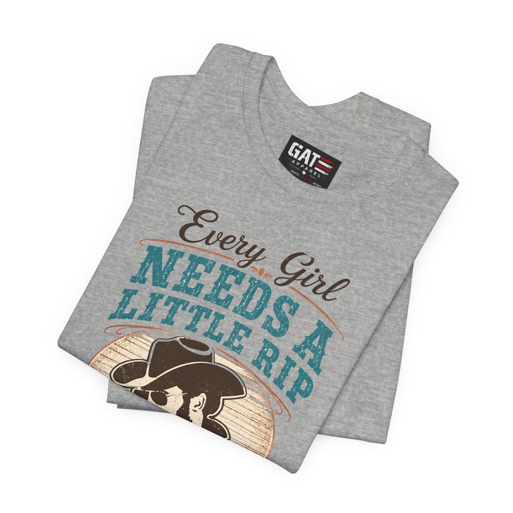Every Girl Needs A Little Rip In Their Jeans Blue Text Shirt |Dutton Ranch | Yellowstone Inspired Shirt