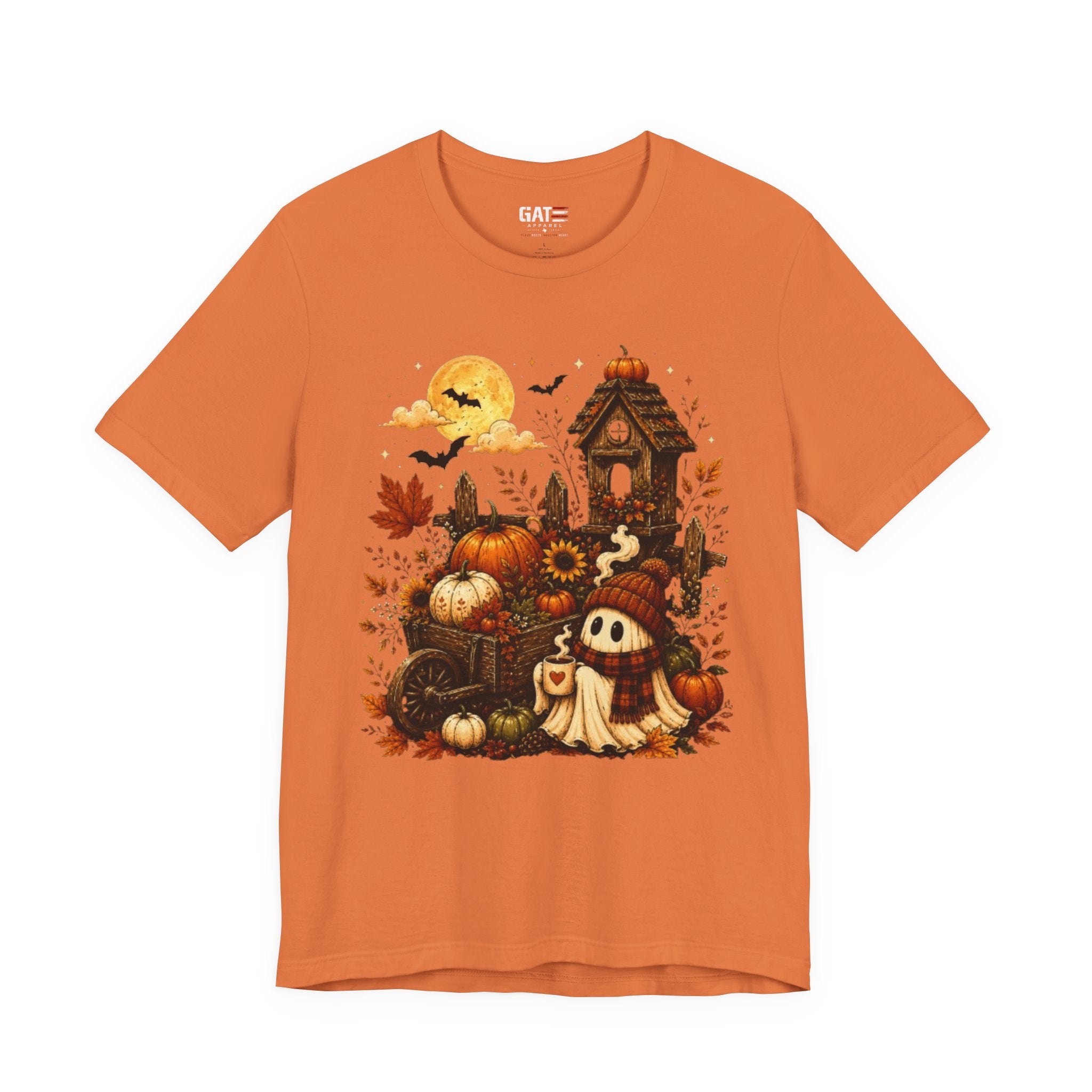 Halloween Pumpkin Patch Tee — Cute Ghost & Haunted House Fall Shirt