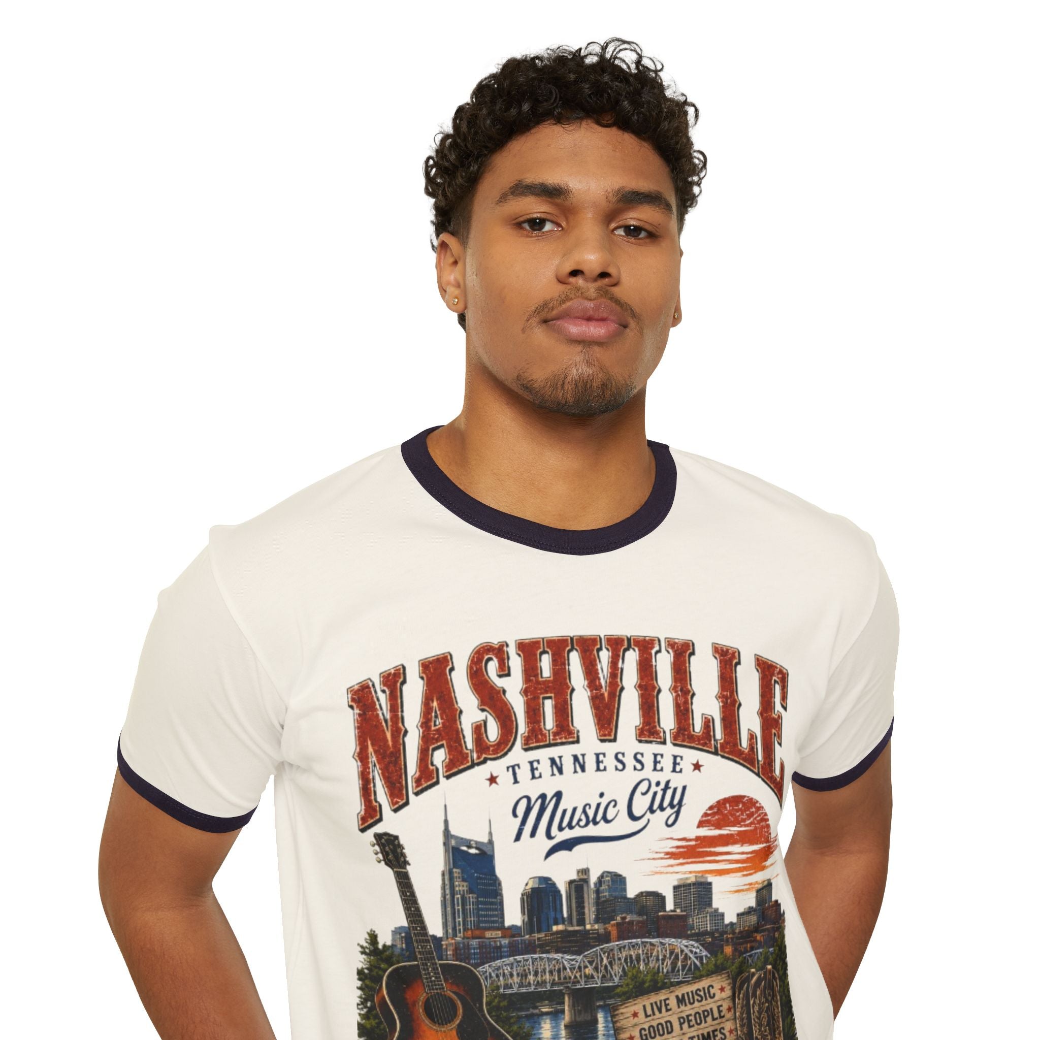 Nashville Music City Guitar Ringer Tee