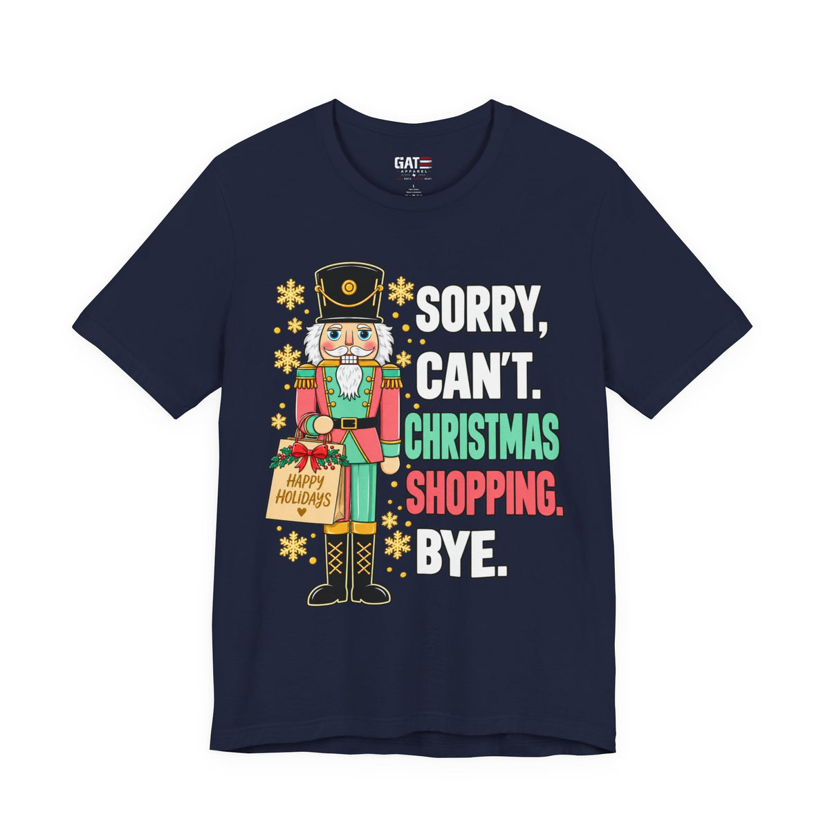 Christmas shopping nutcracker graphic T-shirt with humorous holiday design - product image 6