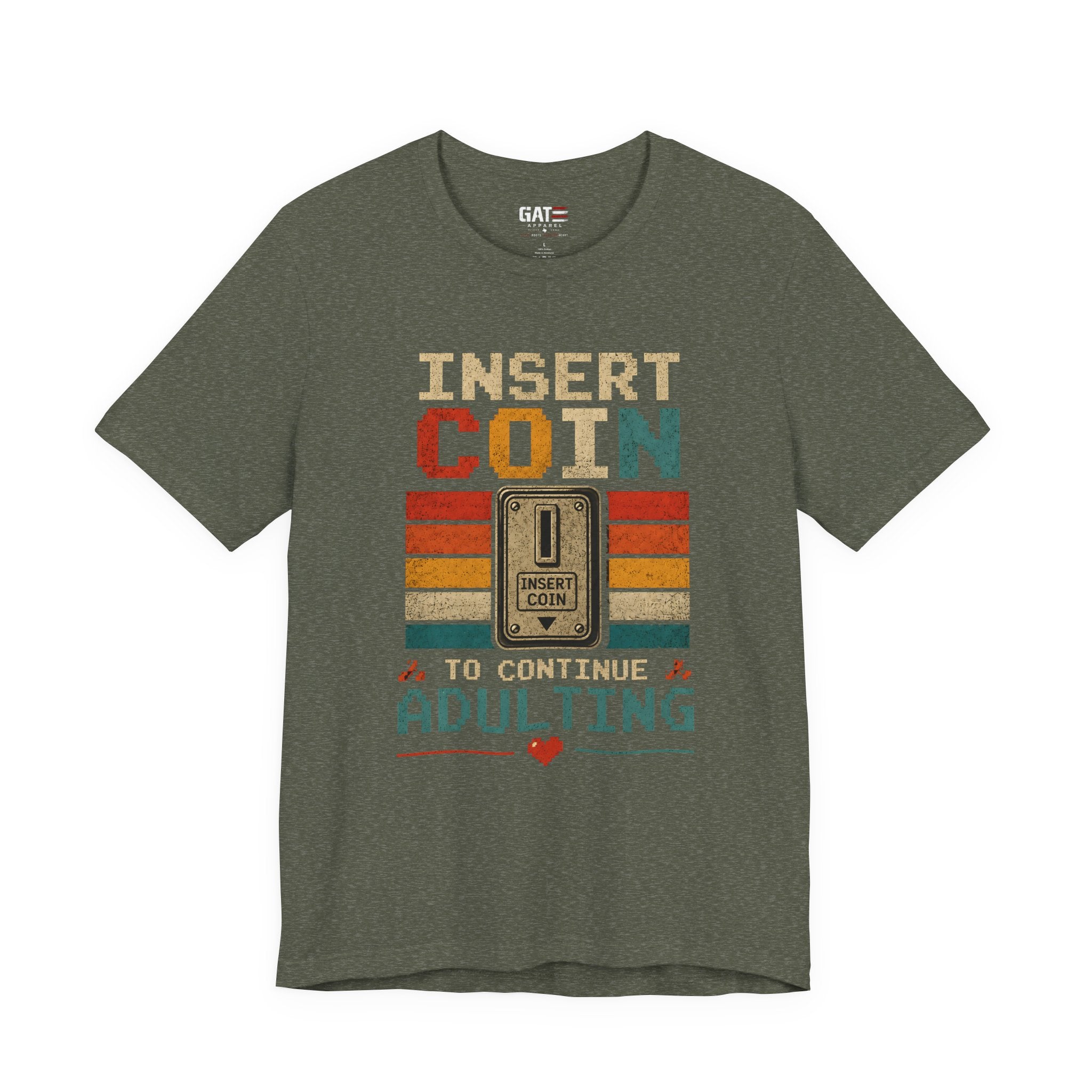 Insert Coin to Continue Adulting Shirt, Retro Gamer T-Shirt, Funny Gaming Tee, Video Game Gift for Gamers, Nerd Gift