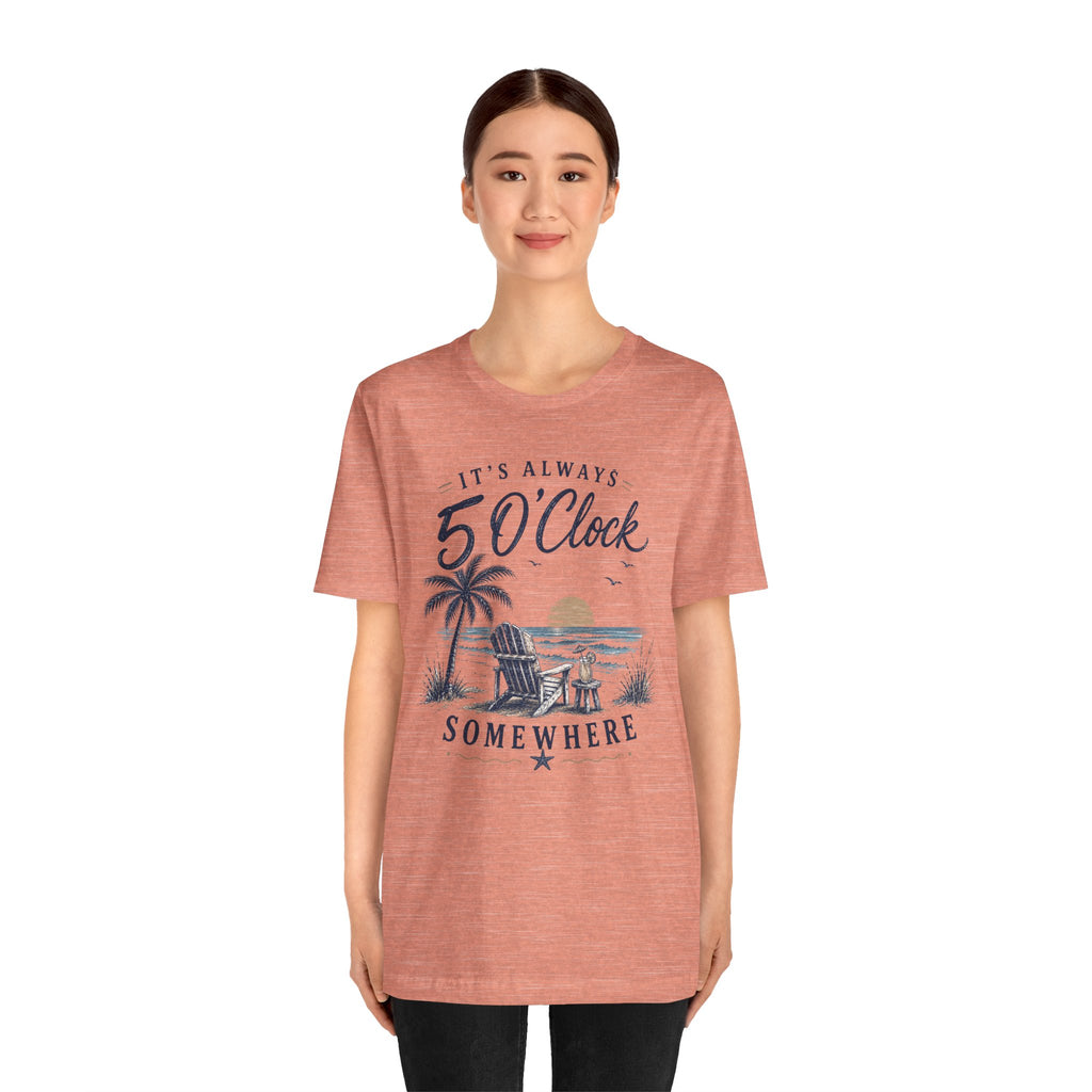 5 O'Clock Somewhere Beach T-Shirt