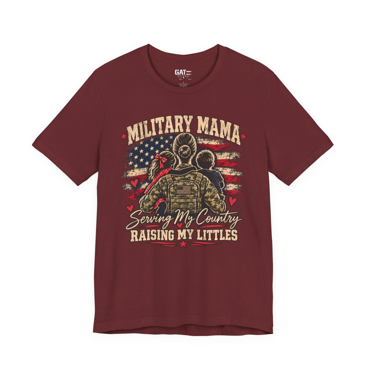 Military Mama T-Shirt – "Serving My Country, Raising My Littles" Patriotic Mom Tee