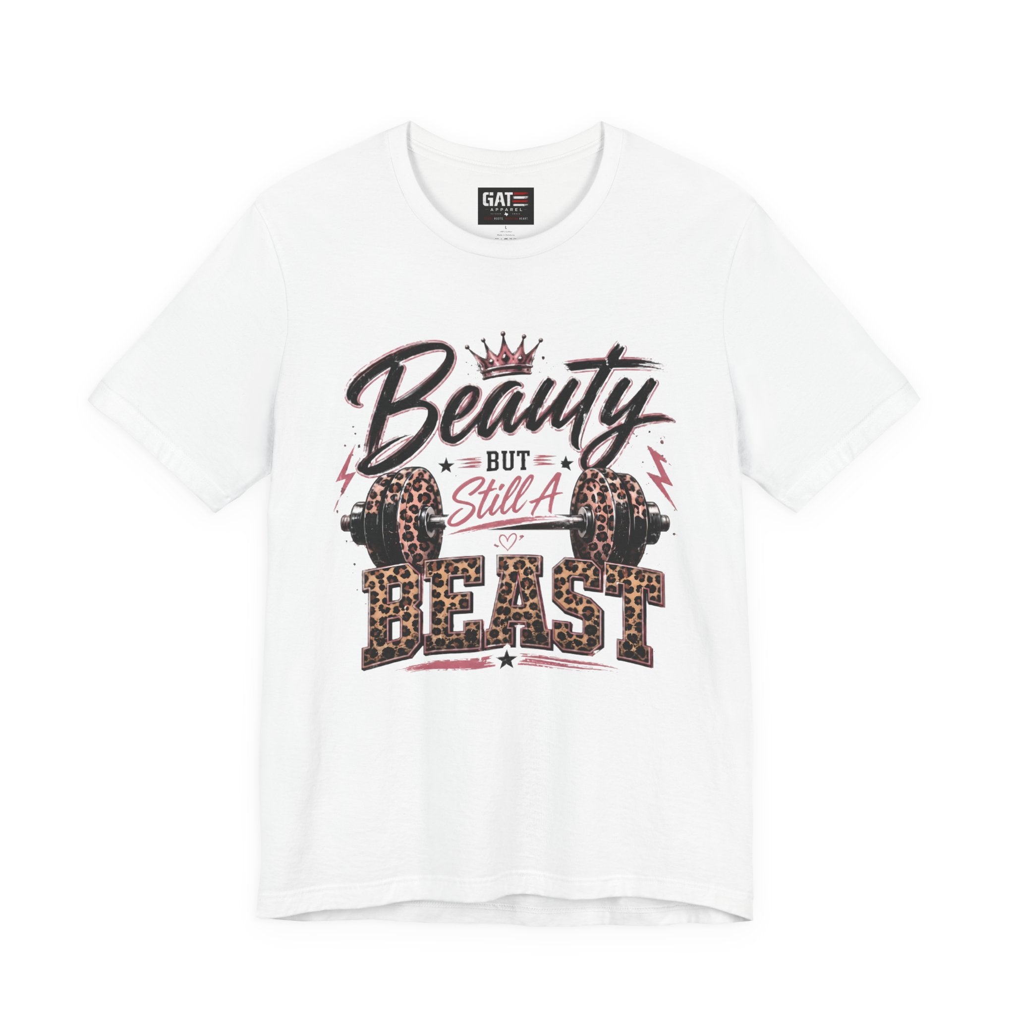 Beauty But Still A Beast Shirt, Women's Gym Shirt, Leopard Print Workout Tee, Fitness Shirt for Her