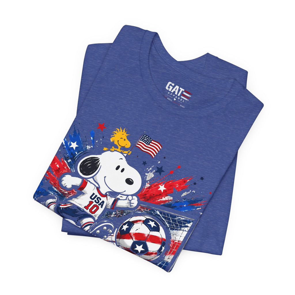 USA Soccer Snoopy Shirt, Red White and Goal Tee, Patriotic Soccer Fan Shirt, Fourth of July Soccer Graphic Tee