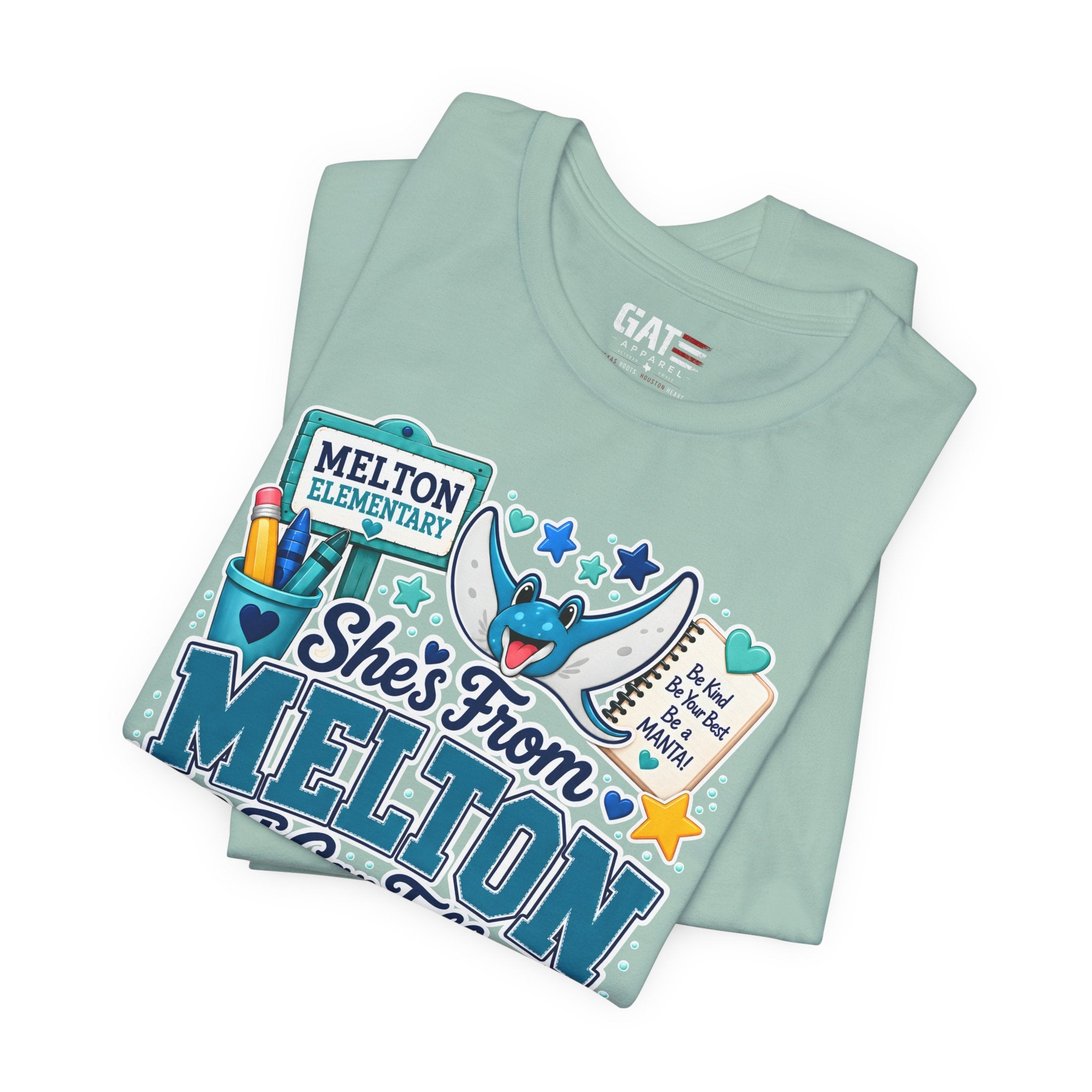 She's From Melton School Tee — Manta Pride Elementary Graphic T‑Shirt