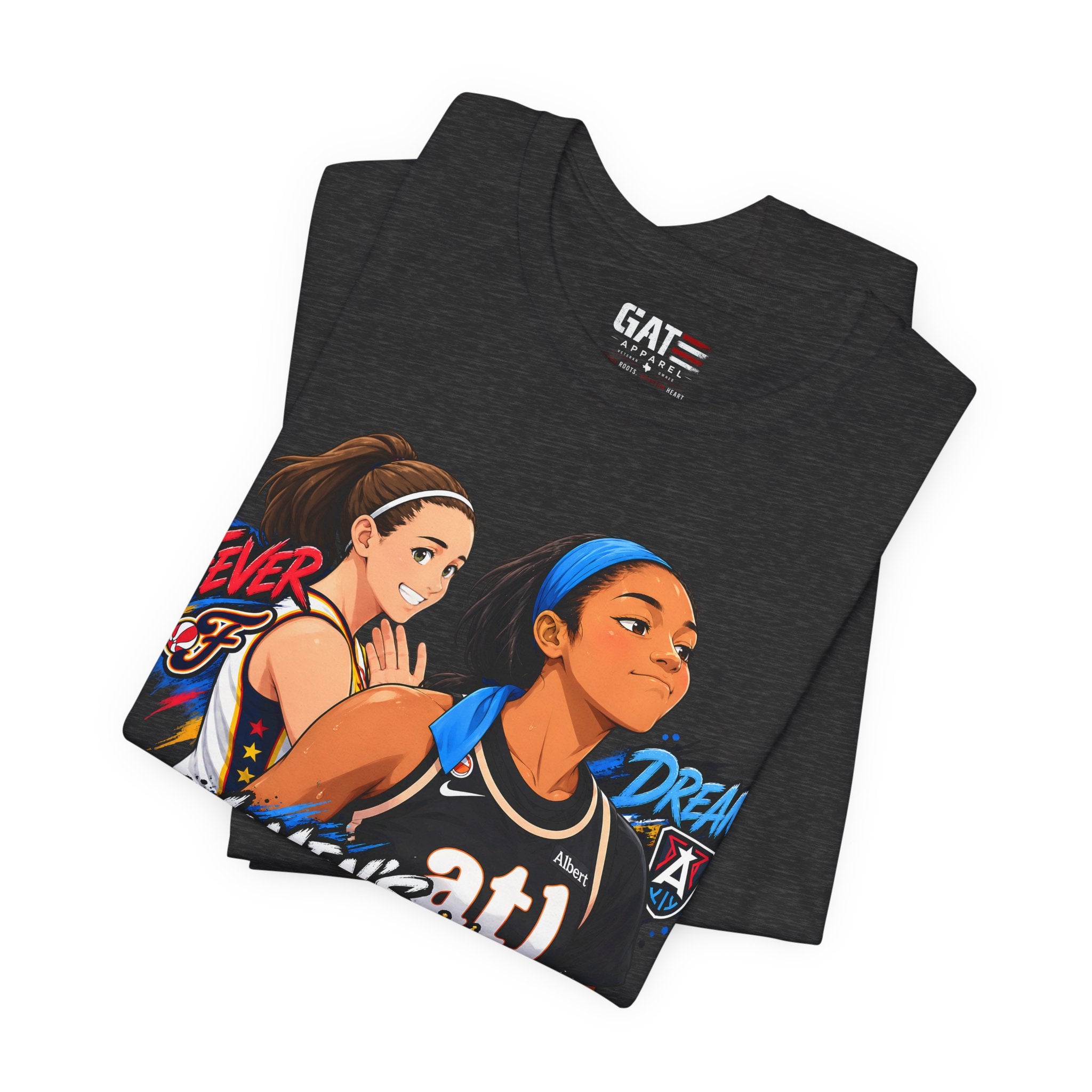 Caitlin Clark Angel Reese Shirt WNBA Basketball Rivalry Fever Sky Graphic Tee