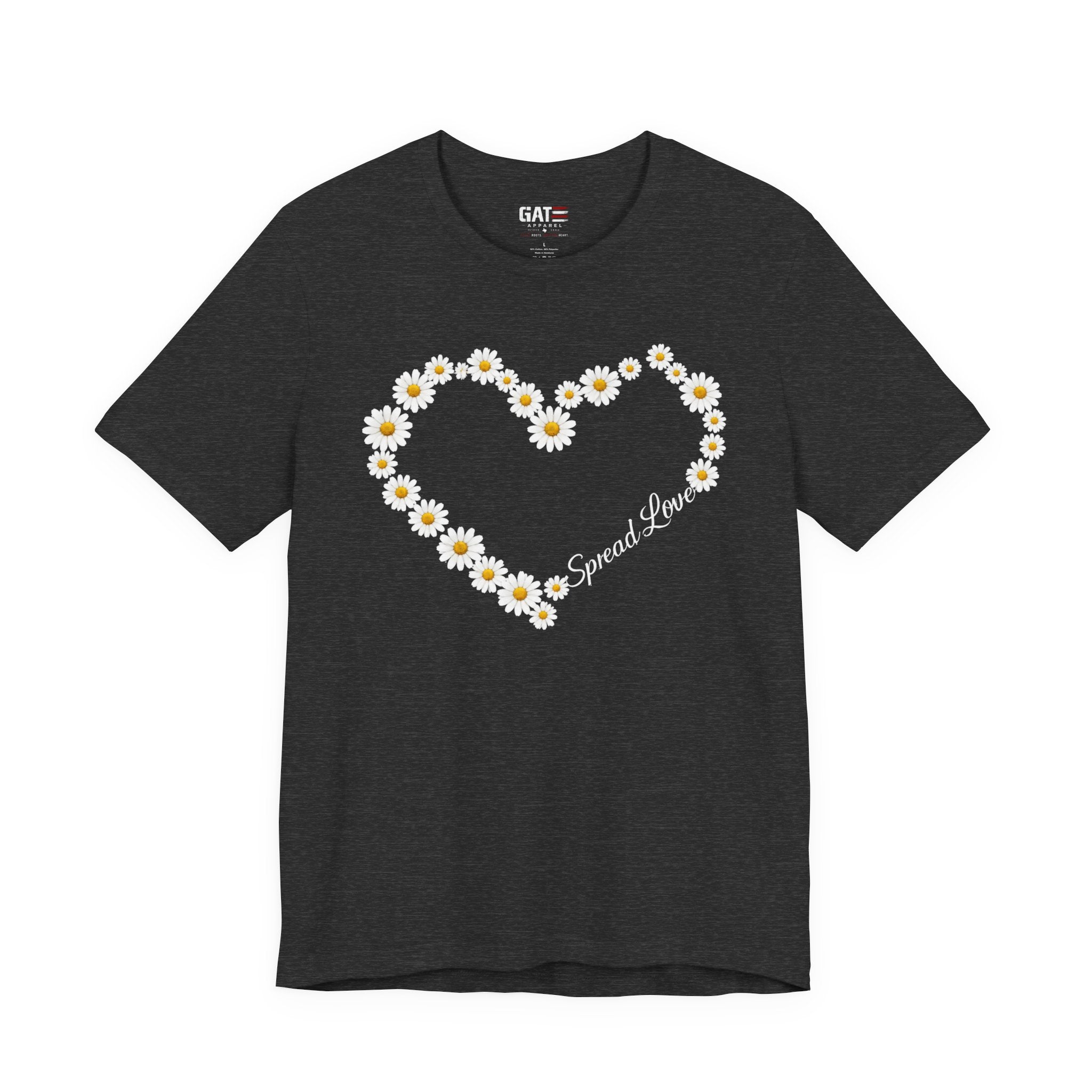 Daisy Heart Tee — "Spread Love" Floral Graphic T-Shirt
