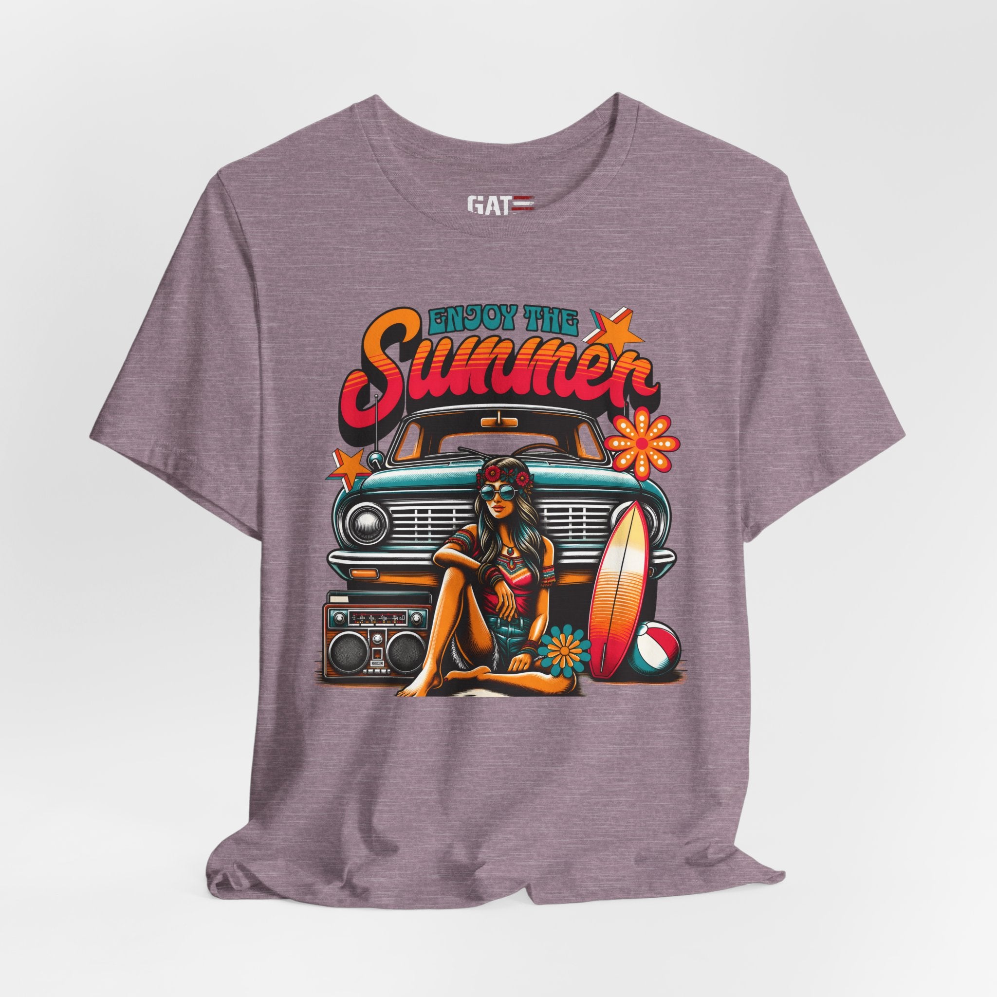 Enjoy The Summer Shirt, Retro Beach Tee, Vintage Surf Shirt, Hippie Summer T Shirt, Boho Vacation Shirt, Groovy Summer Graphic Tee