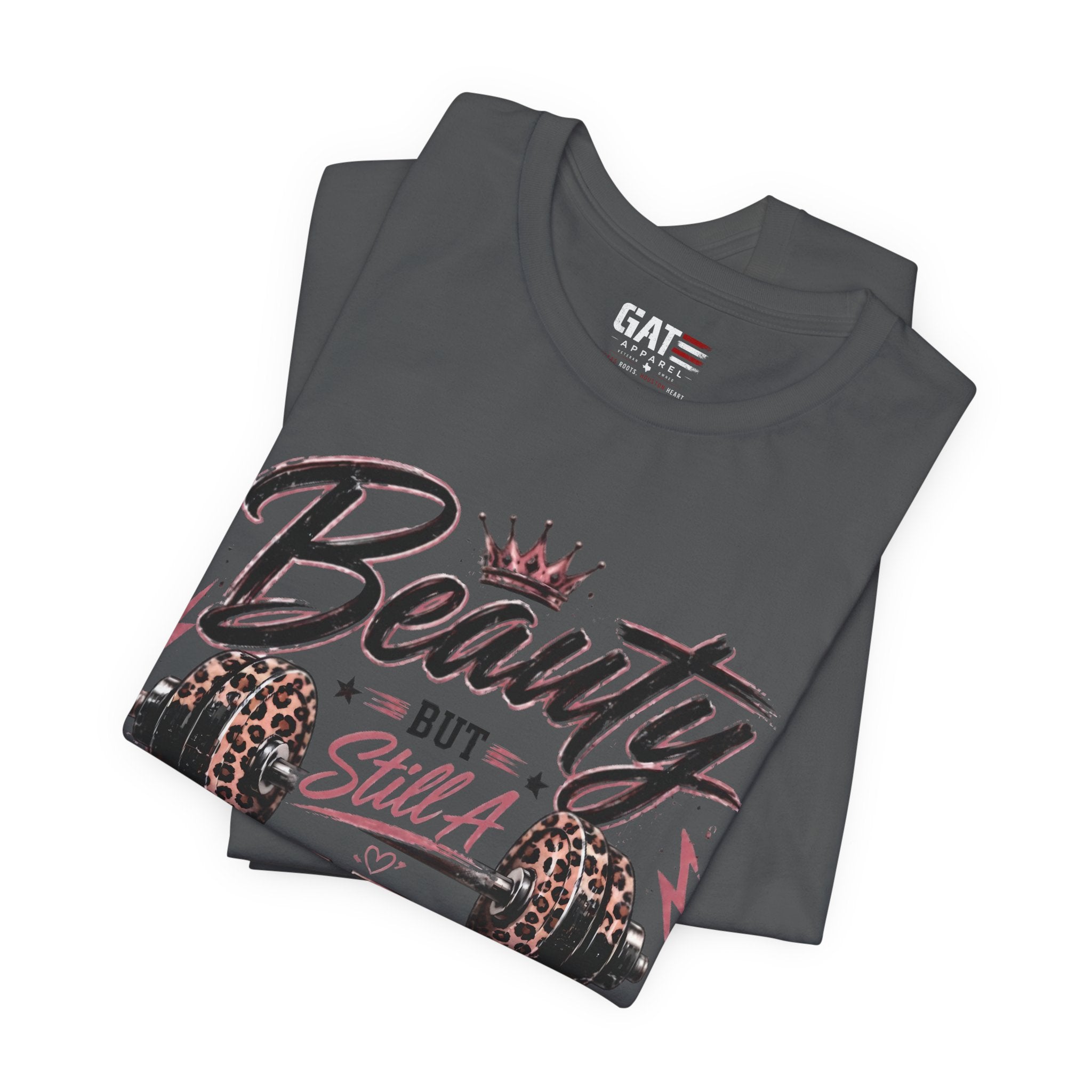 Beauty But Still A Beast Shirt, Women's Gym Shirt, Leopard Print Workout Tee, Fitness Shirt for Her