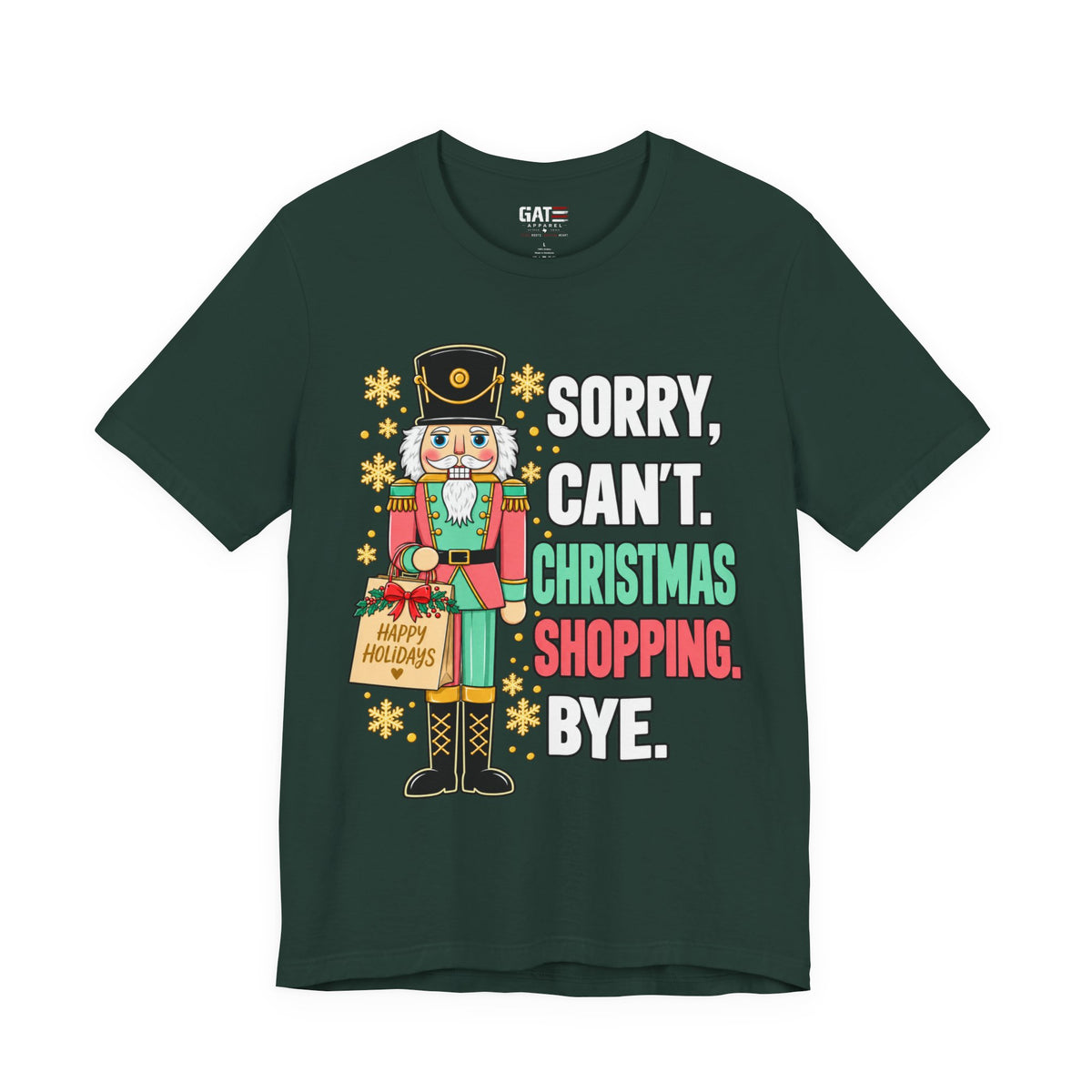 Christmas shopping nutcracker graphic T-shirt with humorous holiday design - product image 8