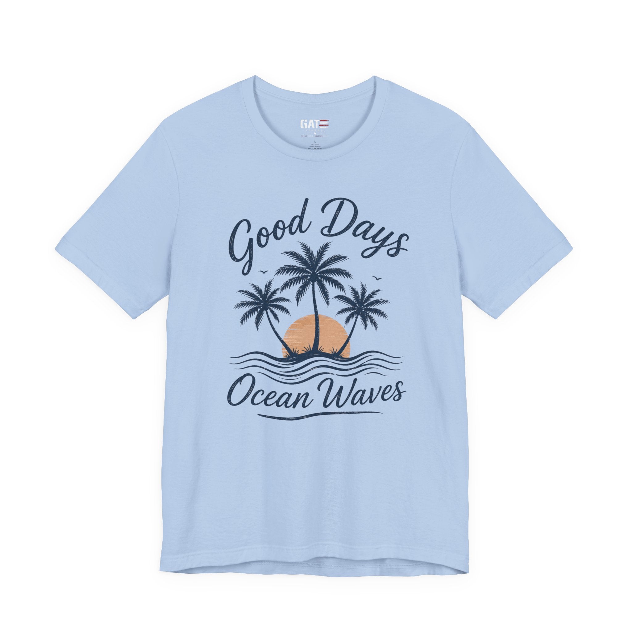 Ocean Waves T-Shirt — "Good Days" Beach Palm Sunset Tee