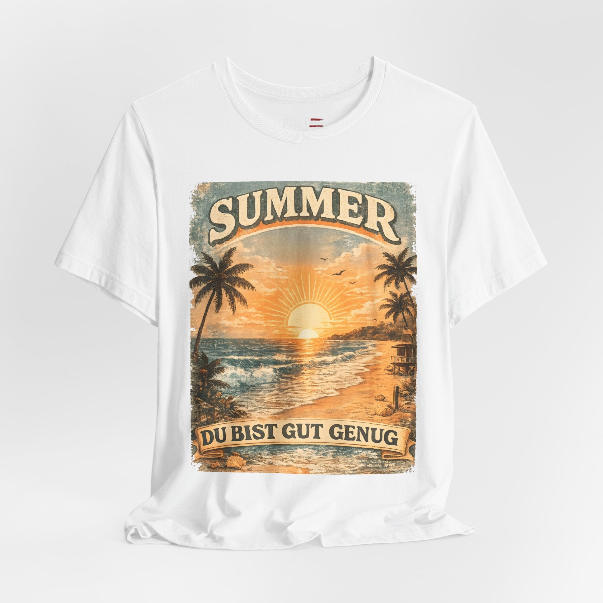 Du Bist Gut Genug Shirt, You Are Enough Tee, Summer Beach Sunset Graphic Shirt, German Quote Retro Aesthetic Tee
