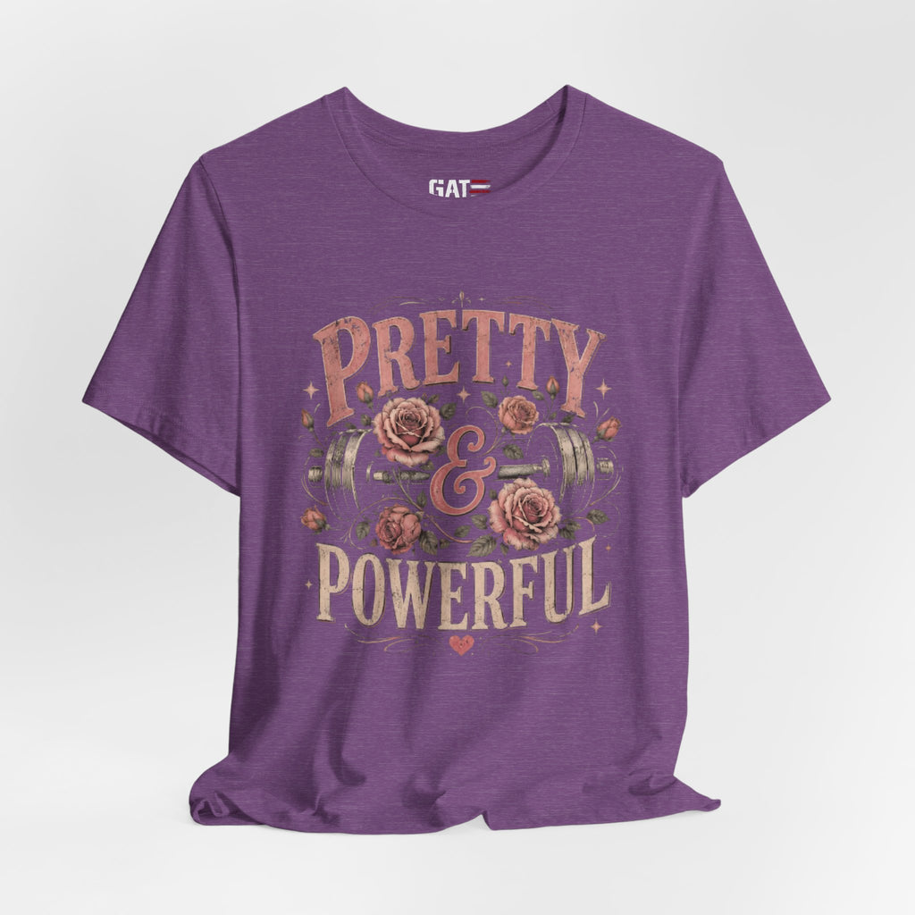Pretty and Powerful Shirt, Women's Gym Shirt, Weightlifting Tee, Cute Fitness Shirt, Workout Gift for Strong Women